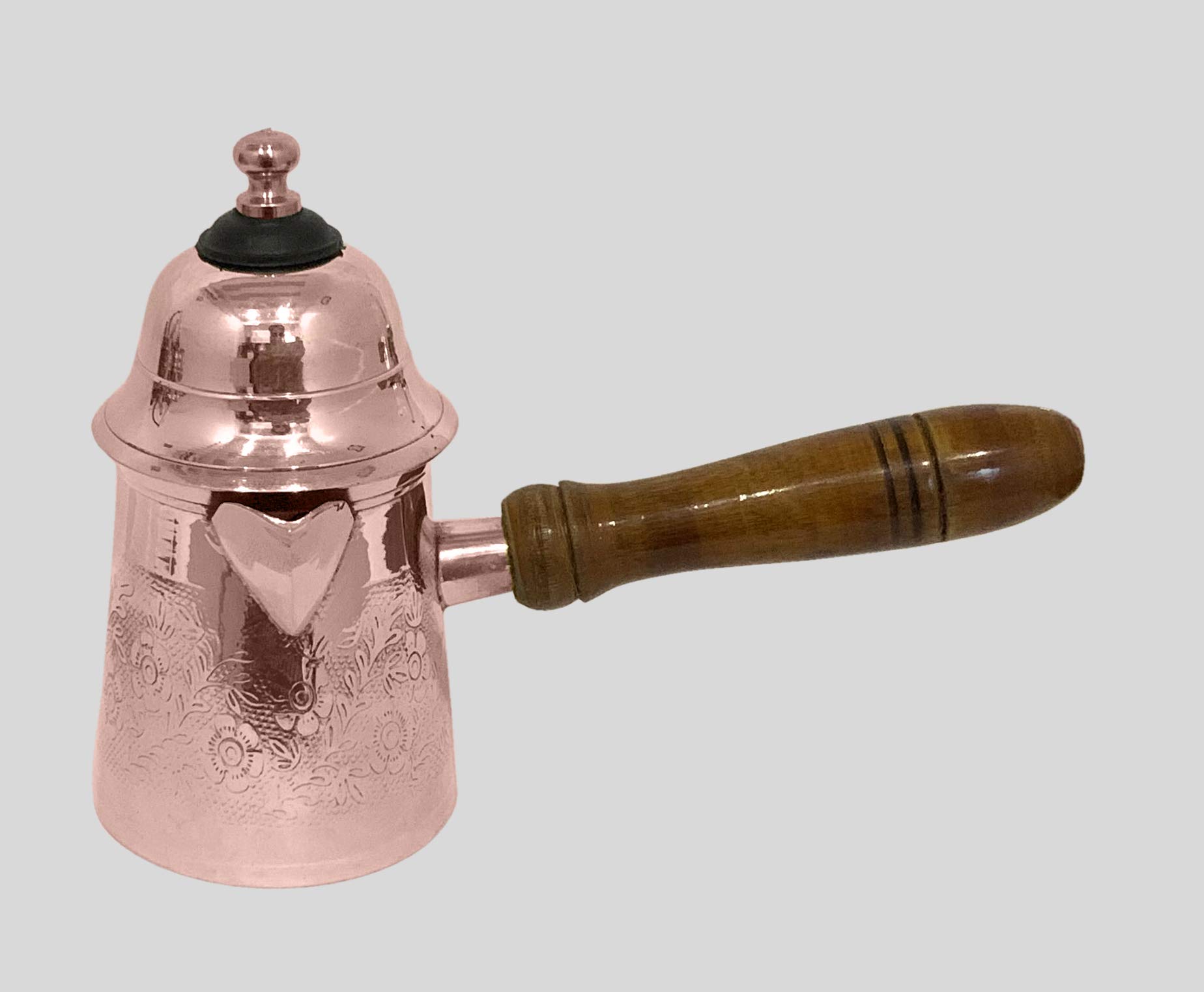 5 Inch Floral Brass Turkish Greek Arabic Coffee Pot - Stovetop Coffee Maker for Kahwa, Kashmiri Tea & Tibetan Brews - 6 Oz Copper Kettle with Traditional Design - Perfect for Home Brewing, Gifts & Cultural Ceremonies
