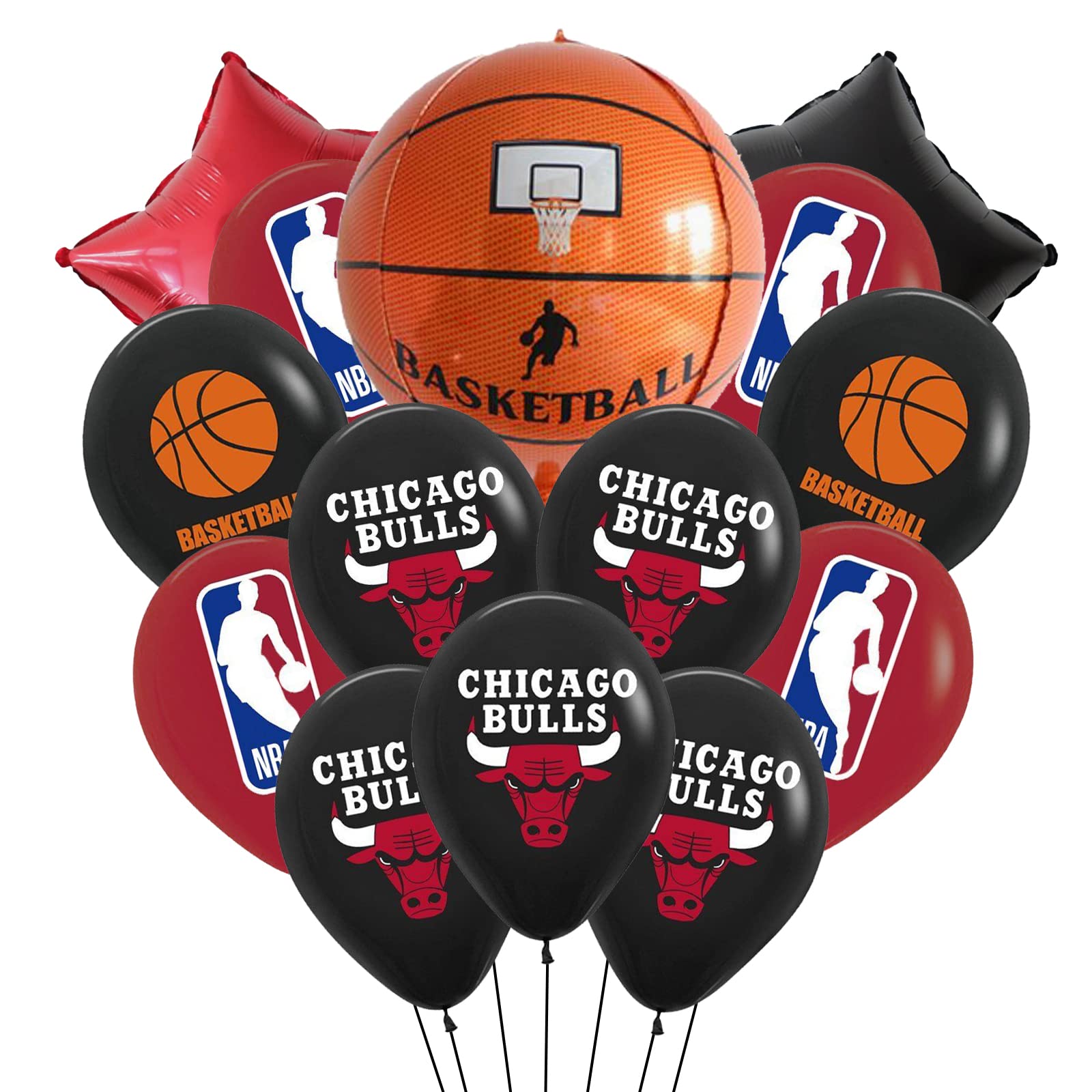 Chicago Bulls Basketball Party Balloons - Sports Theme Birthday Decorations for NBA Games, Baby Showers & Team Celebrations