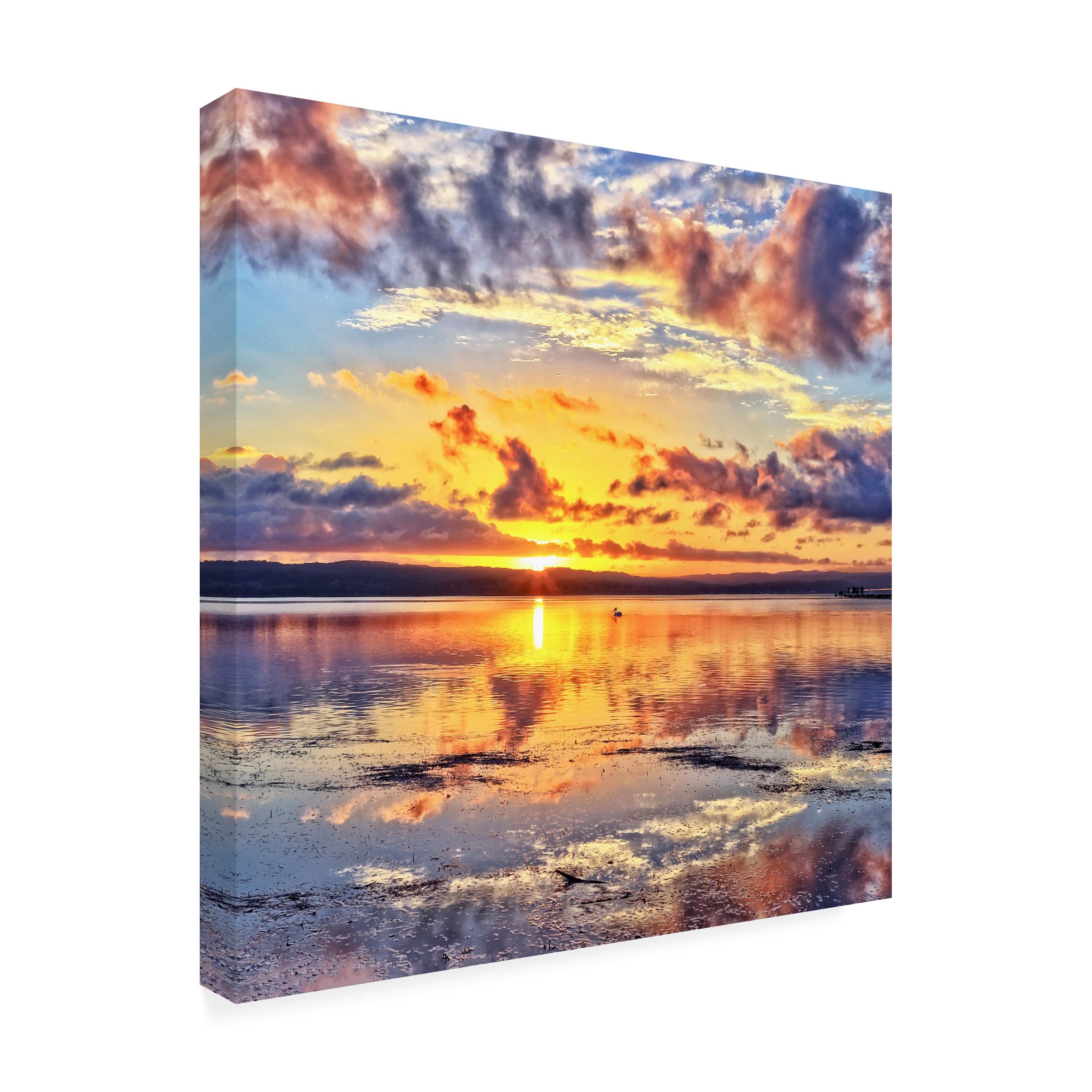 Trademark Fine Art 'Sunset In A Square' Canvas Wall Art by Beata Czyzowska - Modern Abstract Painting for Living Room, Bedroom & Office Decor