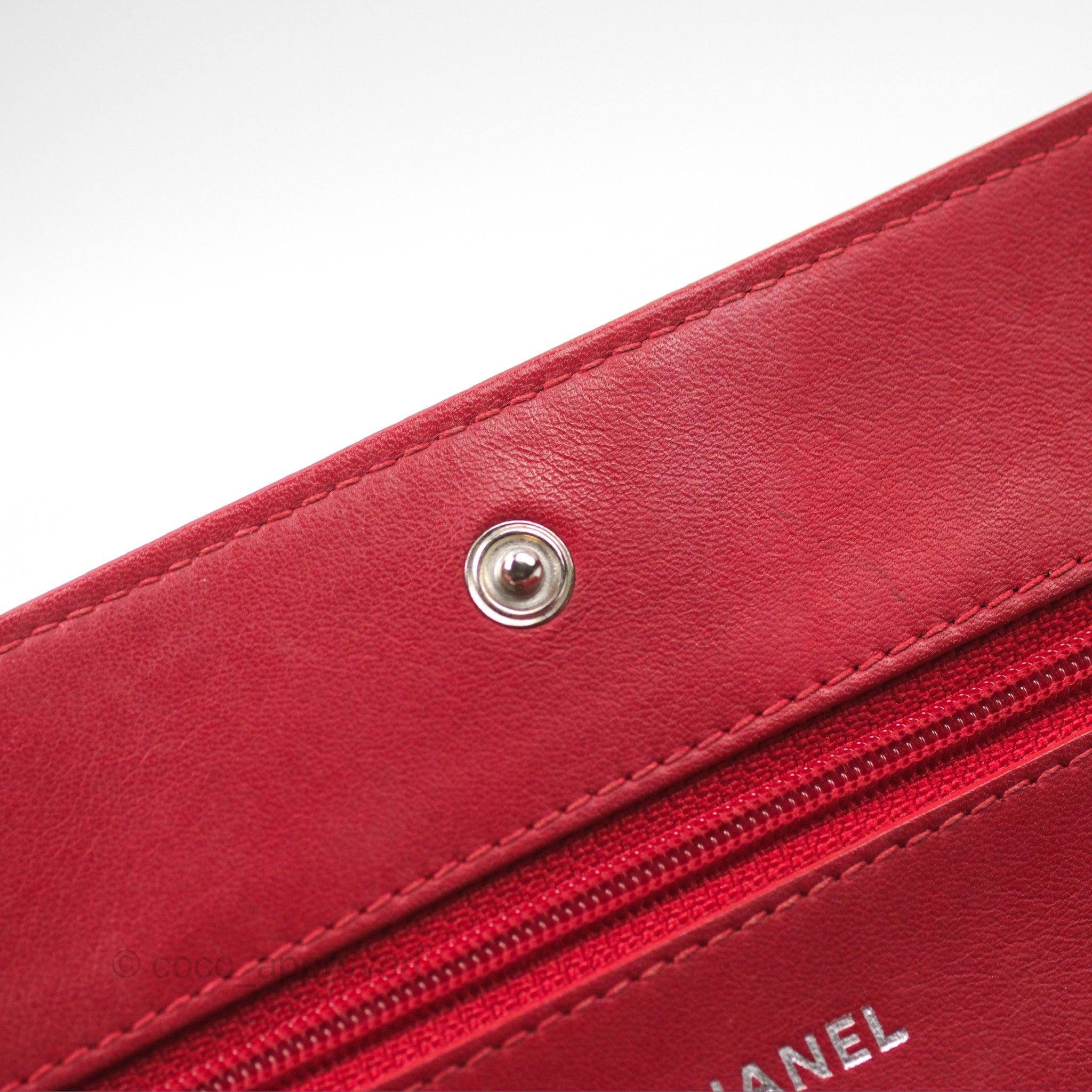 Chanel CC Wallet On Chain WOC Crossbody Bag - Red Caviar Leather with Silver Hardware | Perfect for Evening Events, Parties & Date Nights