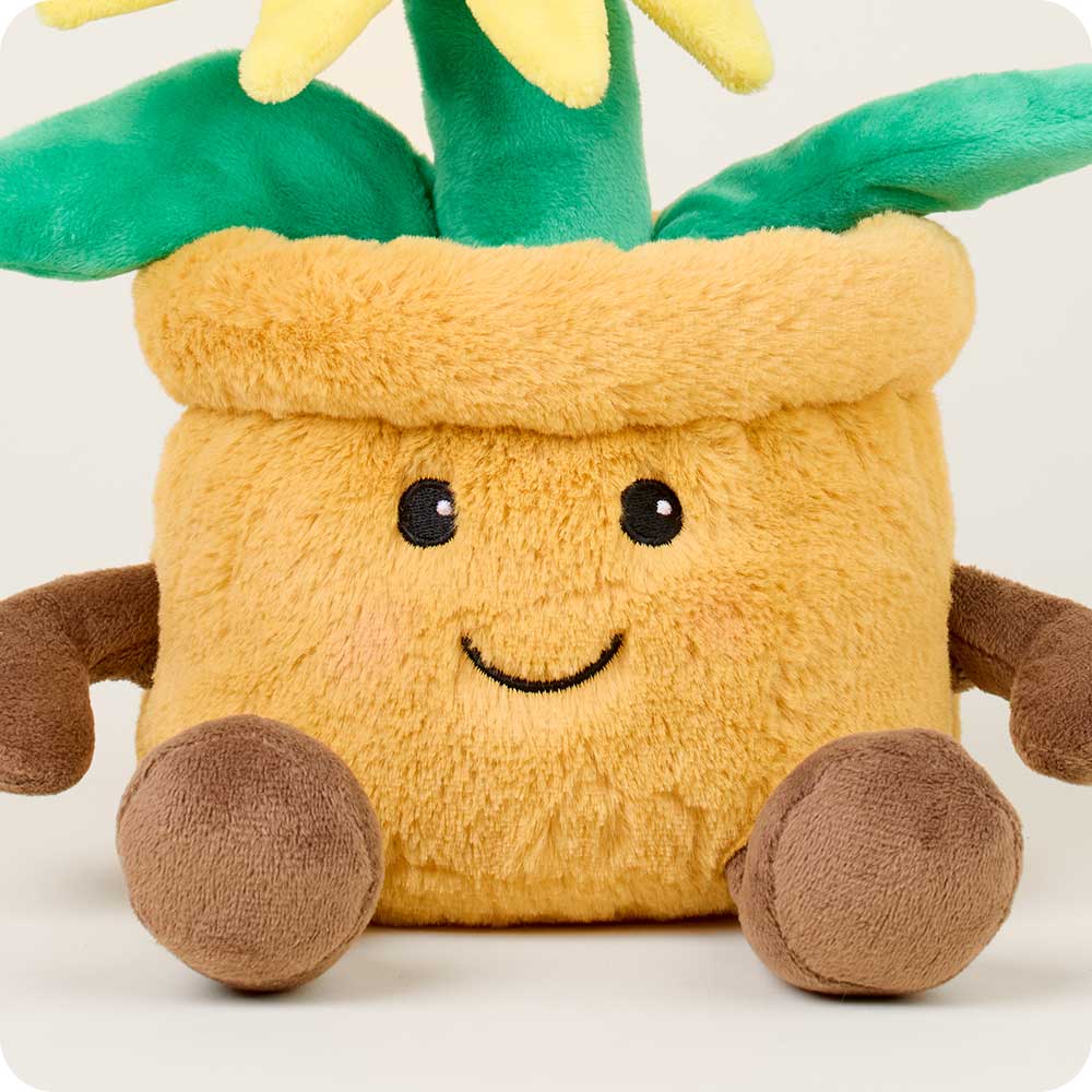 Yellow Flower Pot Warmies - Microwaveable Heating Pad for Pain Relief & Stress Relief - Perfect for Home, Office & Travel