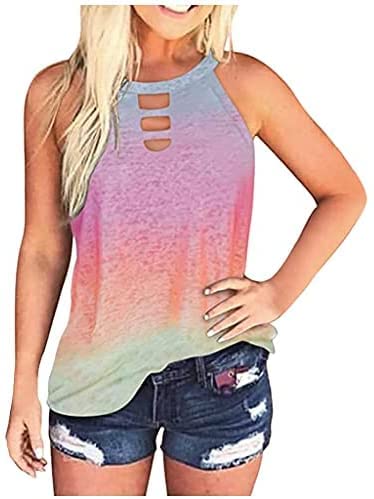 Women's Sexy Casual Summer Tank Tops 2022 - Sleeveless Crewneck Color Block Tee Shirts, Fashion Blouse & Workout Tops - Perfect for Gym, Beach & Everyday Wear