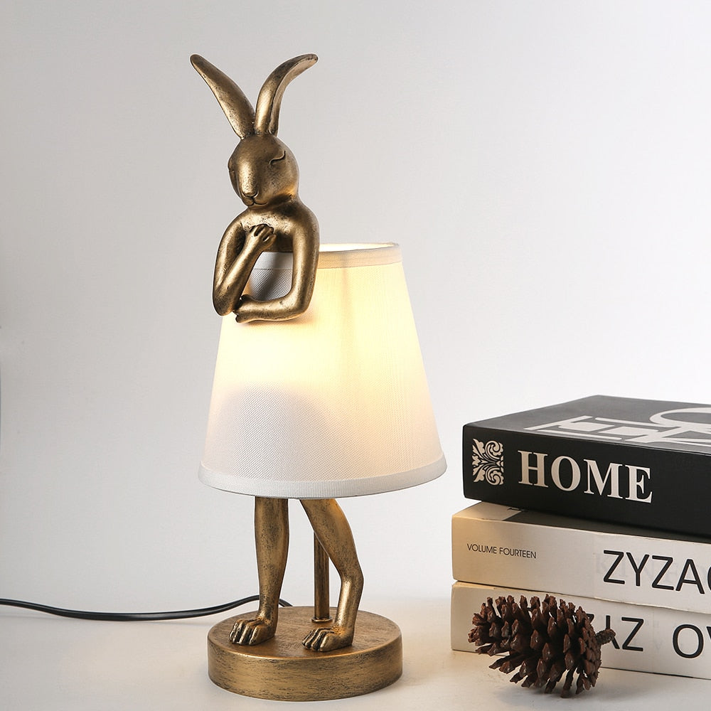 Vintage Rabbit Table Lamp - Cute Bathing Bunny Night Light for Bedroom, Nursery, Living Room Decor - Perfect for Kids Room & Cozy Home Ambience