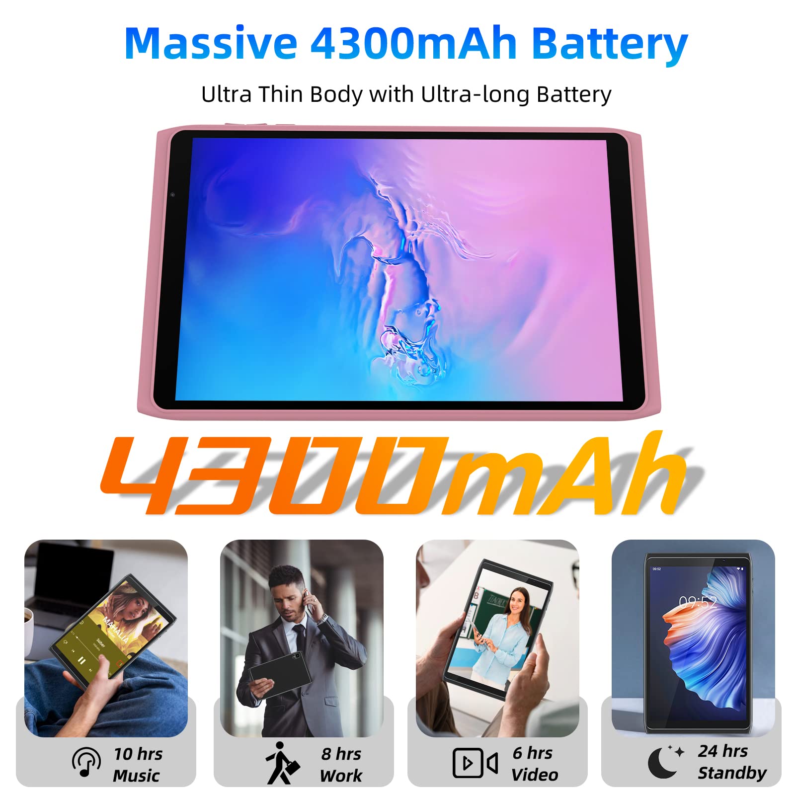 ZZB CP81 10.1 Inch Android Tablet (Pink) - Fast Quad-Core Processor, 64GB Storage, HD IPS Display - Perfect for Online Learning, Entertainment & Work