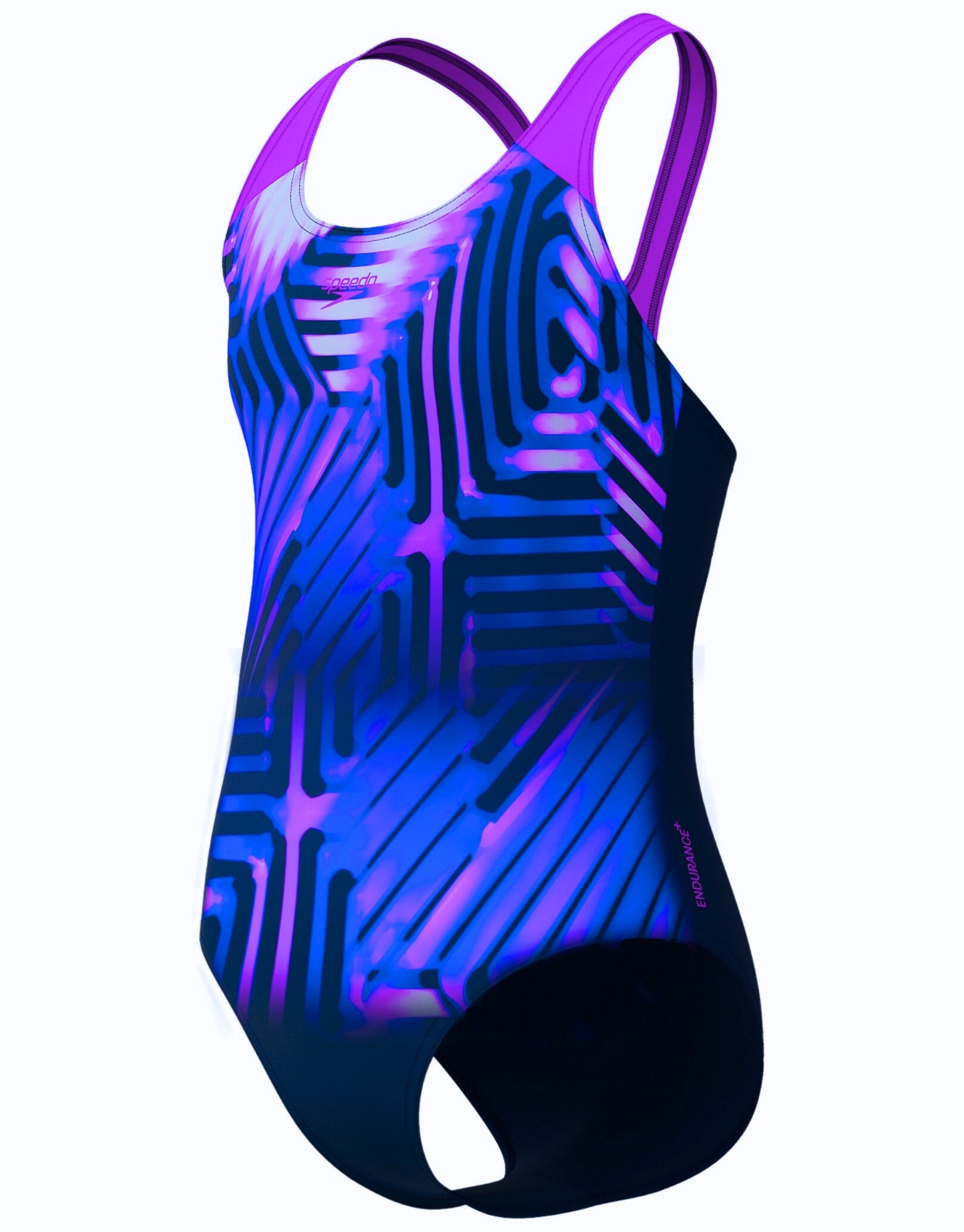 Girls Digital Print Splashback Swimsuit - Navy & Pink Two-Tone Swimwear for Kids | Beach, Pool & Summer Water Activities