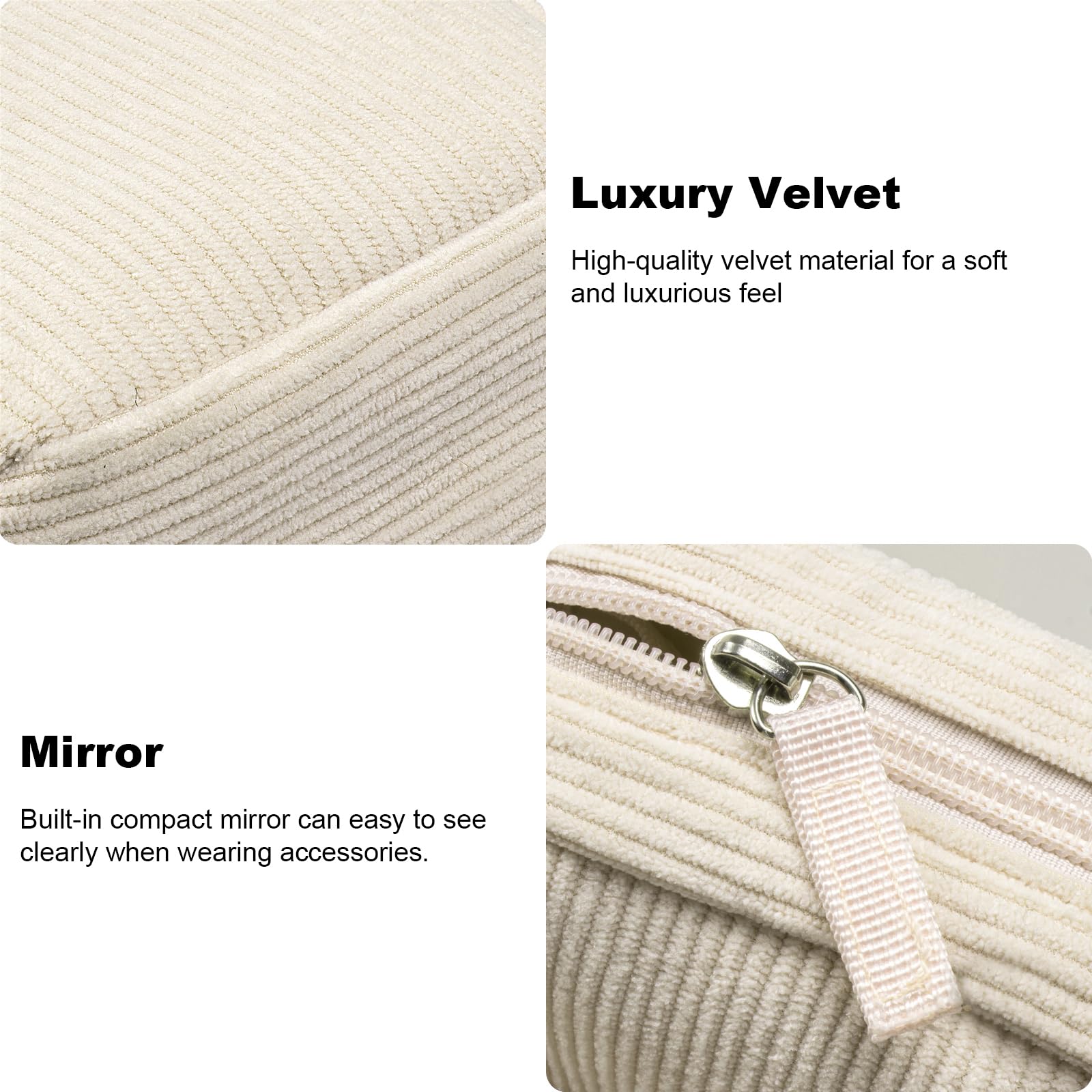 KOTORA 2-Pack Corduroy Makeup Bags - Small Zippered Cosmetic Organizer for Purse & Travel | Preppy Style Essentials, Women's Toiletry Pouch & Coin Purse | Perfect for Daily Use, Weekend Getaways & Gift Giving
