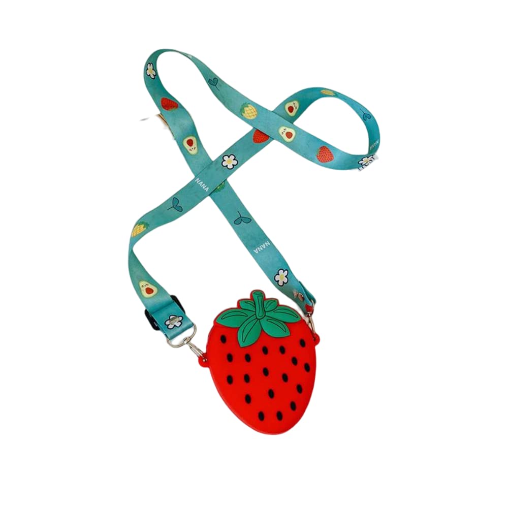 Strawberry Pineapple Avocado Silicone Crossbody Bag for Women Girls - Cute Fruit Shoulder Purse for Beach, Travel, Shopping & Daily Use