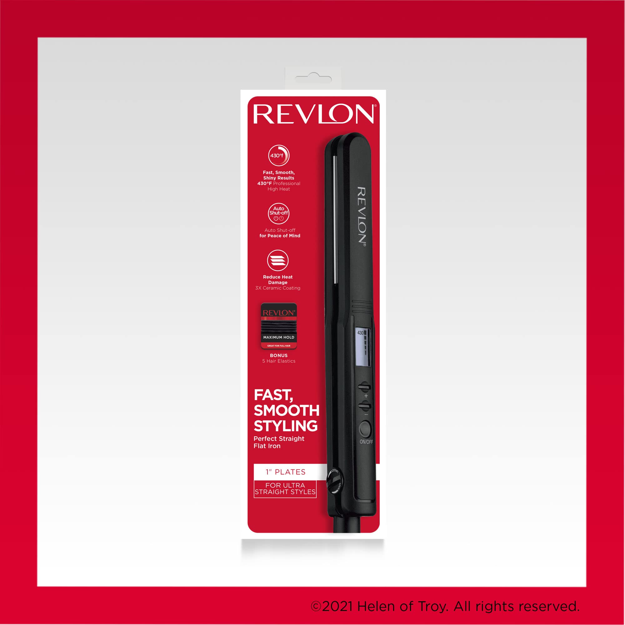 REVLON Perfect Heat Ceramic Digital Flat Iron 1 Inch - Professional Hair Straightener for Smooth & Shiny Hair - Ideal for Home Use, Salon & Travel