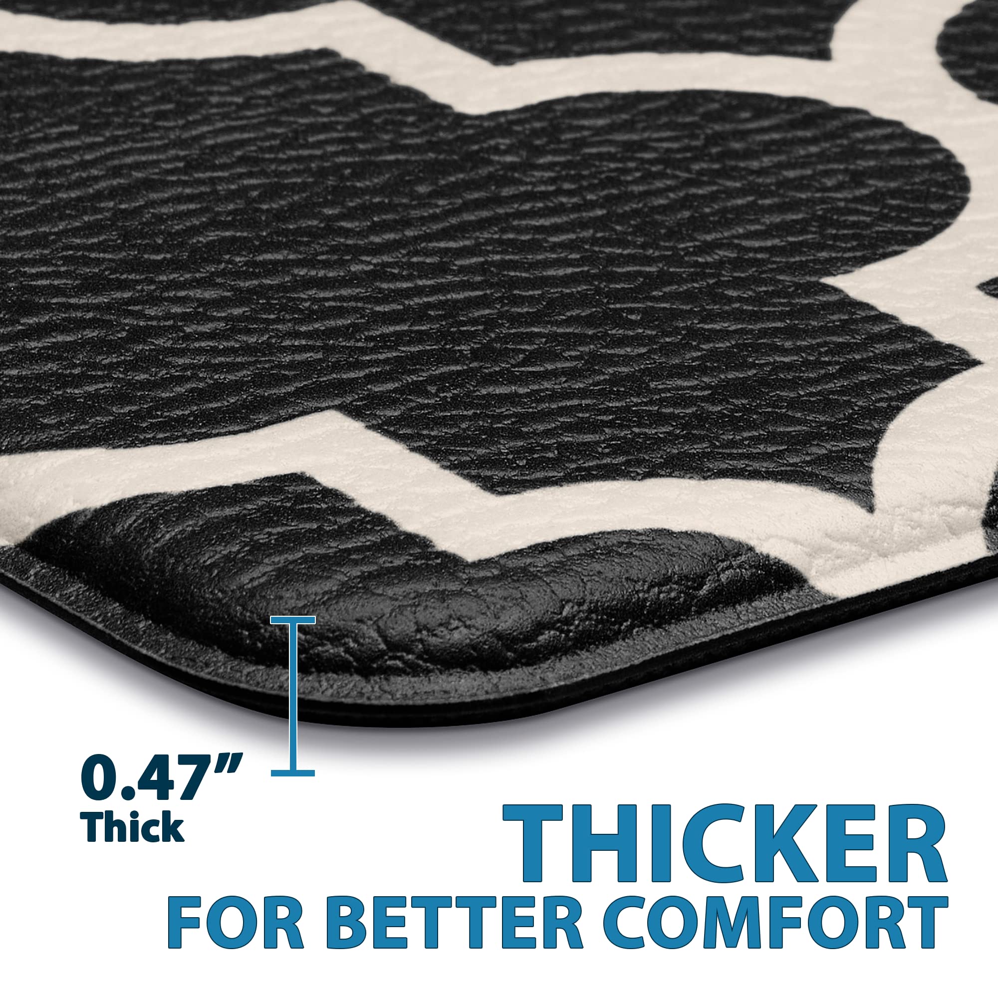 ComfiLife Anti-Fatigue Kitchen Floor Mats (2-Pack) - Thick Cushioned, Waterproof & Non-Slip Standing Mat for Home, Office, Sink & Laundry - Easy to Clean Comfort Rug for Long Standing Hours (Black) - Perfect for Cooking, Dishwashing & Workstation Comfort