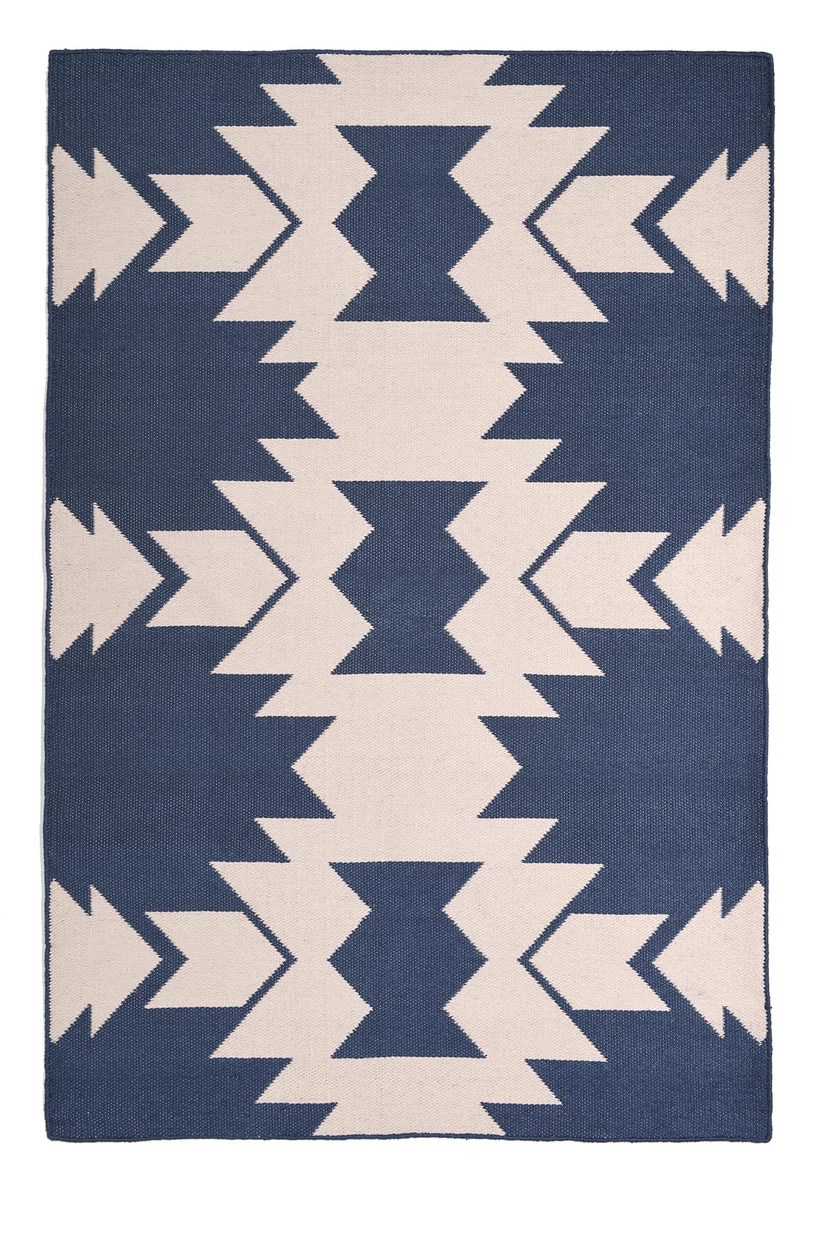 Fab Habitat Machine Washable Area Rug - Hand Woven, Stain & Pet Friendly, Reversible - Premium Recycled Polyester Yarn - Aztec Kilim Design - Navy/Blush - 4x6 ft - Perfect for Bedroom & Living Room Decor - Soft & Durable Floor Covering for Home, Office or Apartment