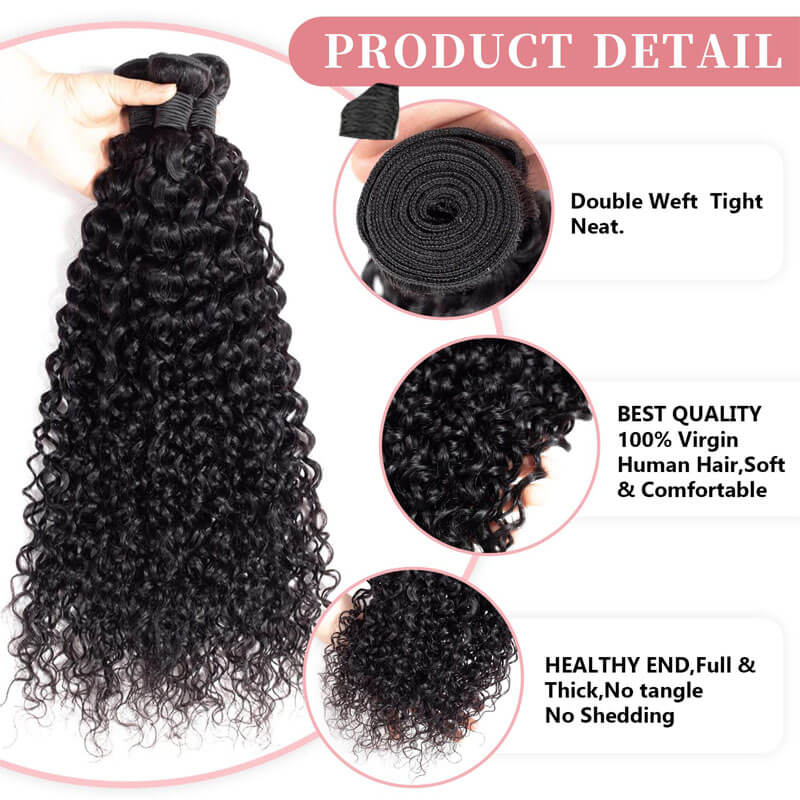 Eullair 10A Virgin Human Hair Bundles - 3/4 Bundles Curly Weave for Natural Look | Perfect for Protective Styles, Weaves & Extensions