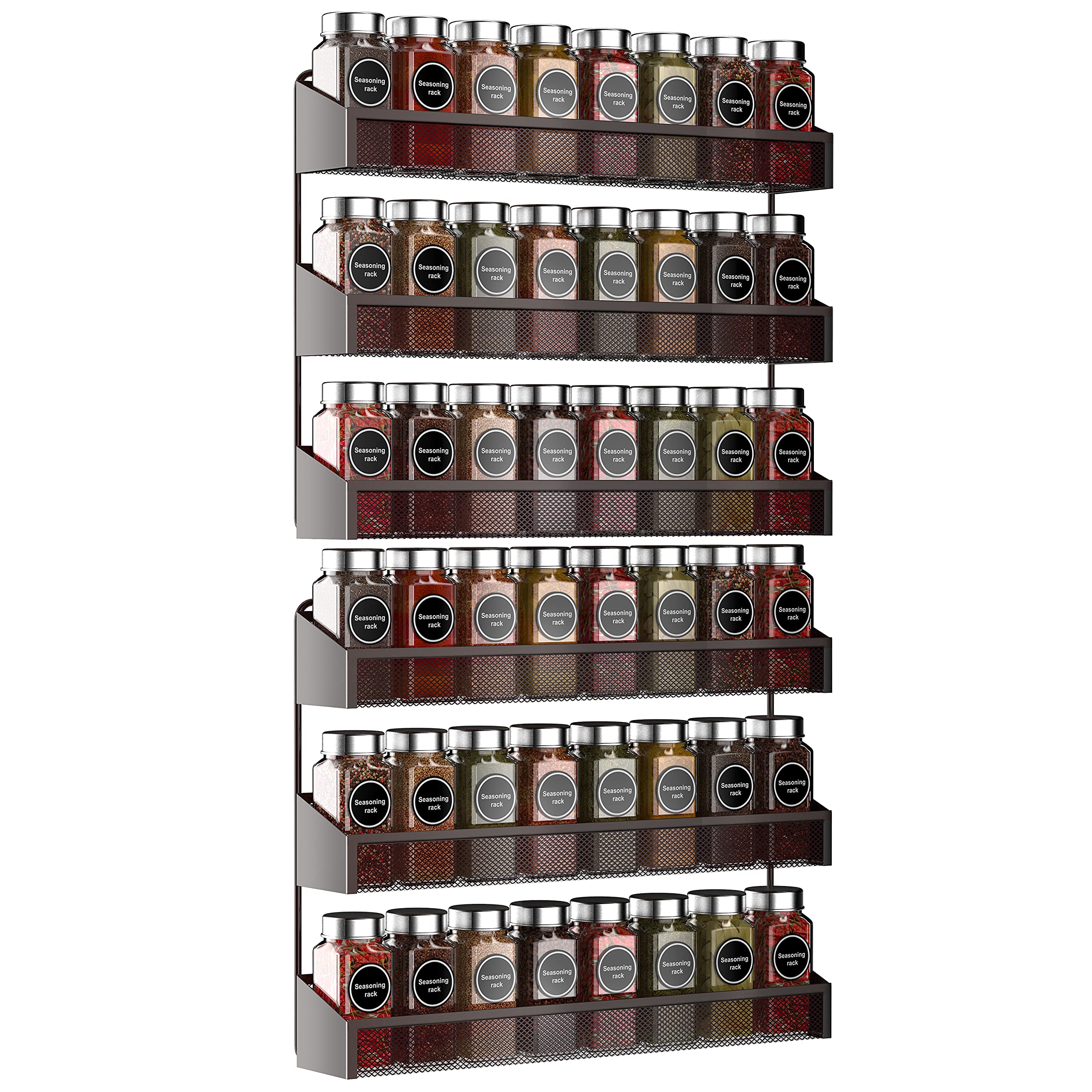 2 Pack AULEDIO 3-Tier Spice Rack Organizer - Countertop or Wall Mounted Kitchen Cabinet Storage Shelf for Spices, Cosmetics & Bathroom Essentials - Bronze Finish | Perfect for Pantry, Cupboard & Shower Organization