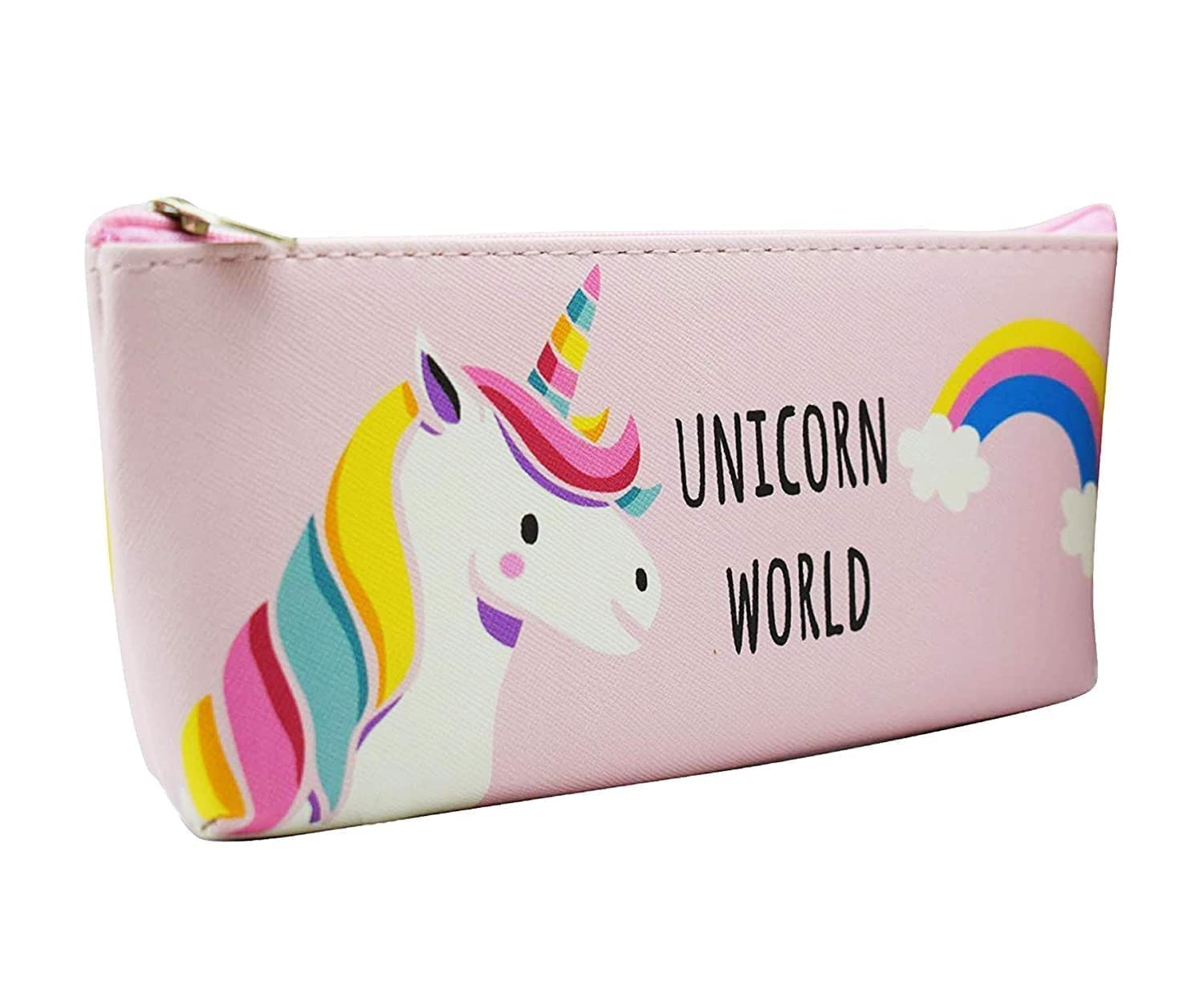 **Unicorn Pencil Case for Girls - Soft Cute Cotton Storage Pouch with Fur Trim, School Stationery Organizer for Students, Travel & Home Use (Pink)**