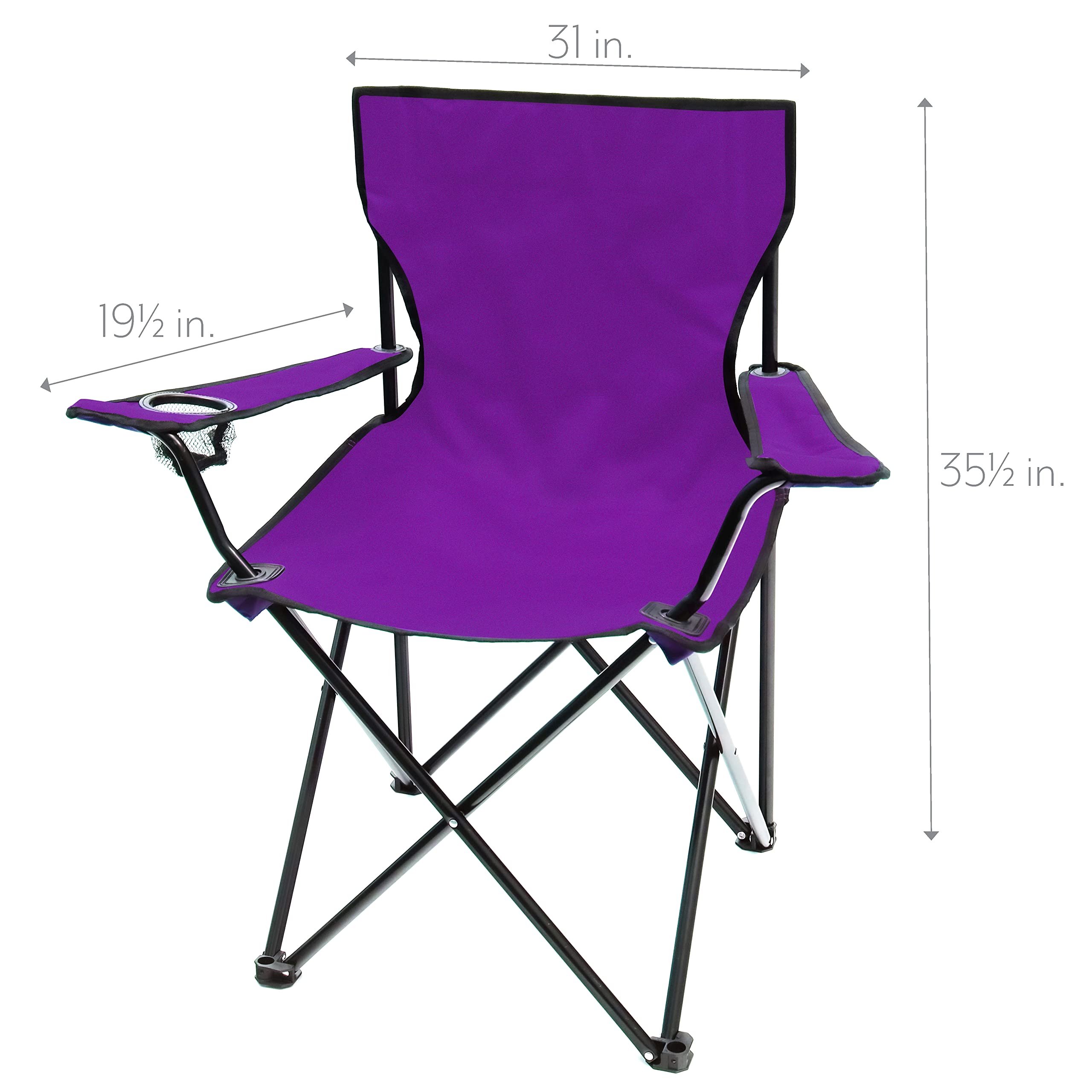 Trademark Innovations Folding Outdoor Beach Camp Chair - Lightweight Portable Camping Chair with Cup Holder, 18
