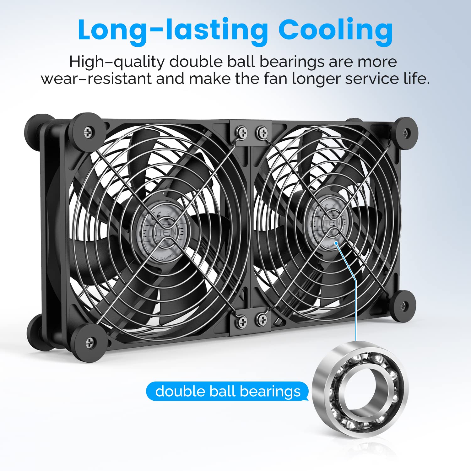 ELUTENG Dual USB 120mm High-Speed Computer Cooling Fan with Adjustable 5V USB Port, 12cm Heatsink for Laptop, Receiver, DVR, PlayStation, Xbox, Desk, and Cabinet Cooling - Perfect for Gaming and Home Office Use
