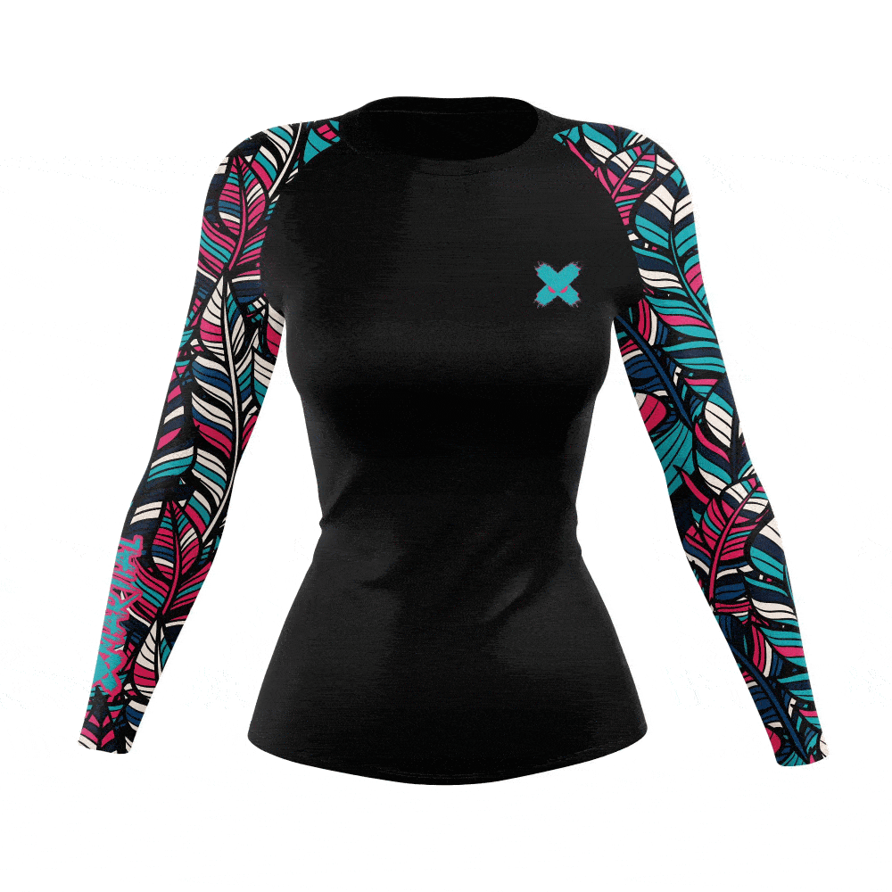 Boho Women's BJJ Rash Guard - Long Sleeve Compression Shirt for Brazilian Jiu-Jitsu, MMA & Yoga - Moisture Wicking & UV Protection for Training & Workouts