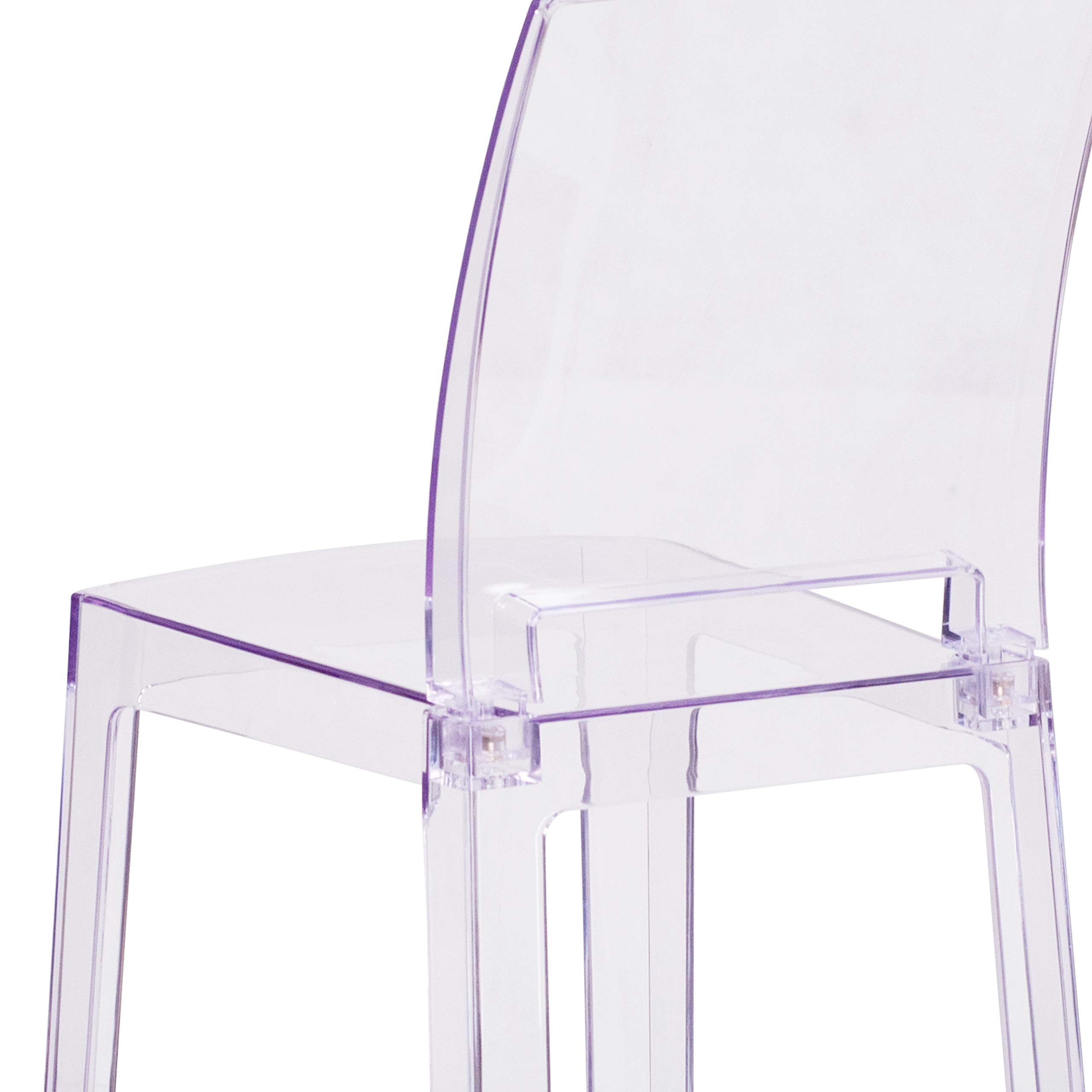 Transparent Crystal Ghost Counter Stool with Square Back - Modern Bar Stool for Kitchen Island, Dining Room, and Home Decor