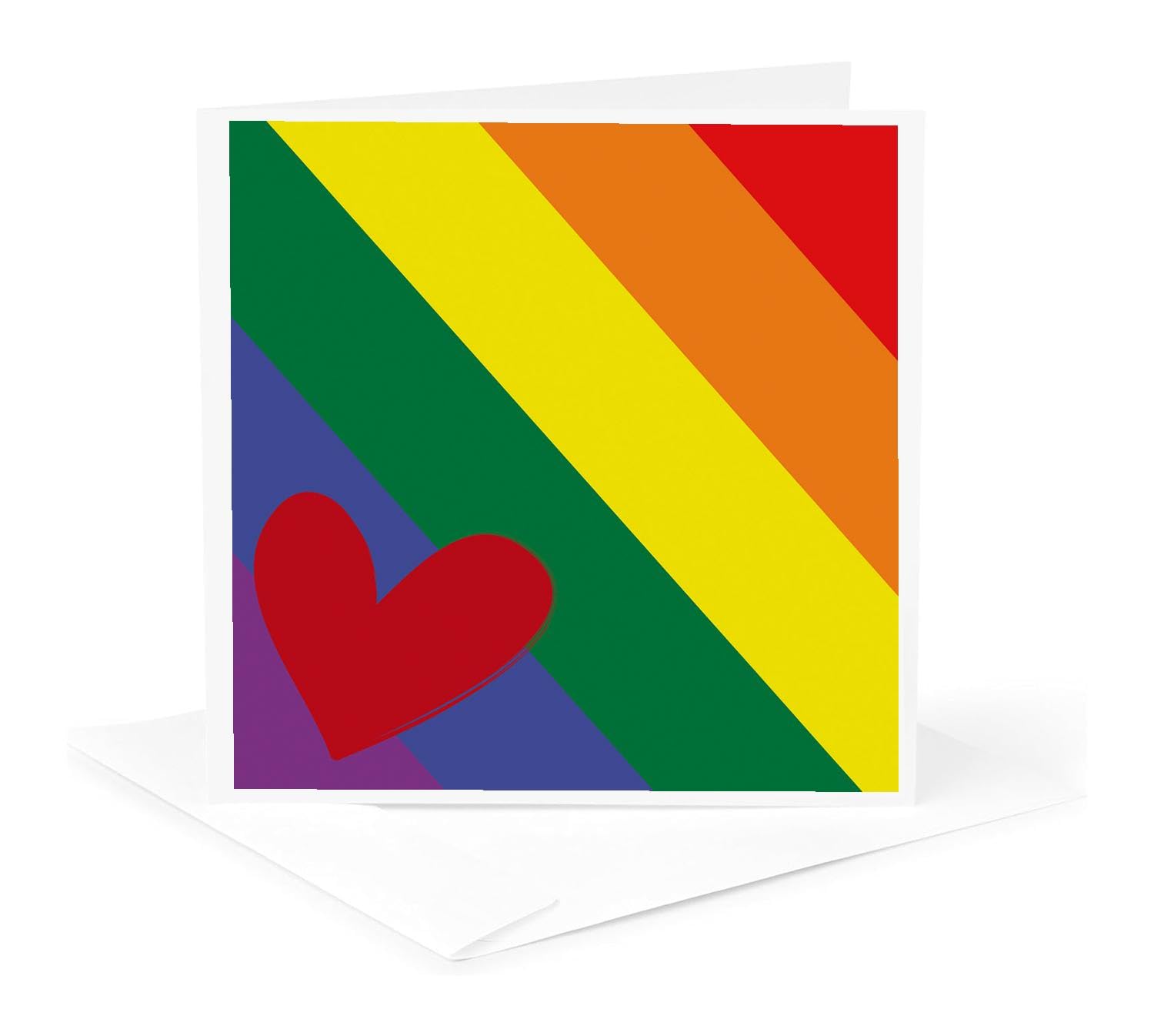 Rainbow Pride Greeting Card with Red Heart - LGBTQ+ Inclusive Design for Birthdays, Anniversaries & Celebrations