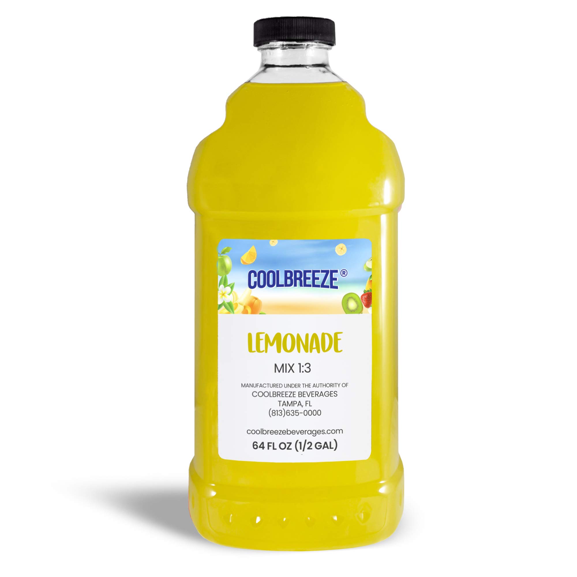 Coolbreeze® Premium Frozen Slush Drink Mix - Lemonade Flavor - Ready to Use (Case of Six 1/2 Gallon Bottles) | Perfect for Parties, BBQs & Summer Refreshment