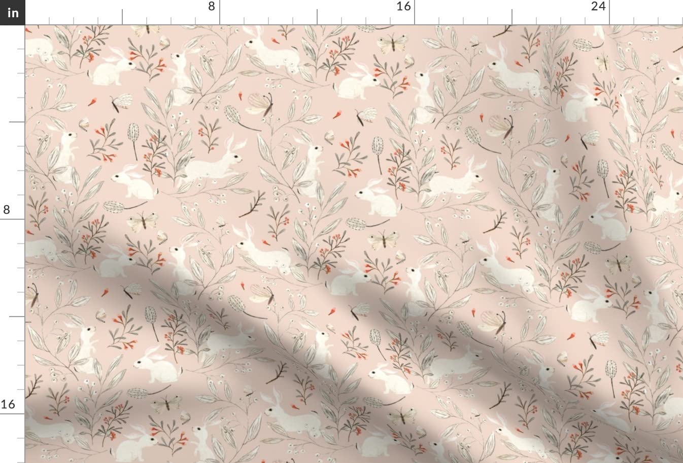 Premium Spoonflower Fabric - Pink Bunny Rabbit Woodland Animals Forest Print on Soft Minky Fabric by The Yard - Perfect for Sewing Baby Blankets, Quilt Backing & Plush Toys | Easter Spring Nursery Decor & DIY Craft Projects