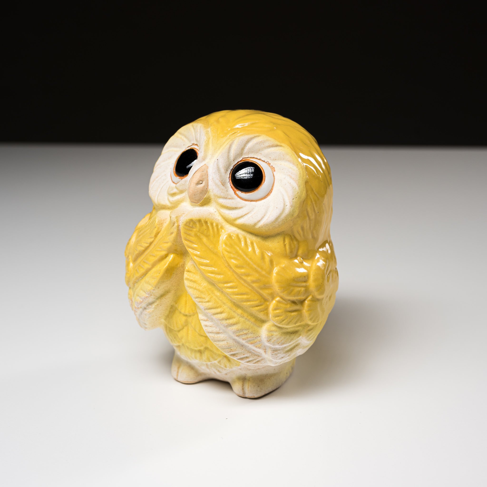 Authentic Shigaraki Ware Lucky Owl Ornament - 12cm Handcrafted Ceramic Lemon Design - Perfect for Home Decor, Zen Garden Accent & Japanese Tea Ceremony Gift
