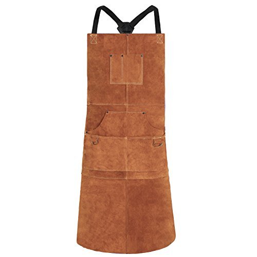 **QeeLink Heat & Flame-Resistant Leather Welding Apron - 24