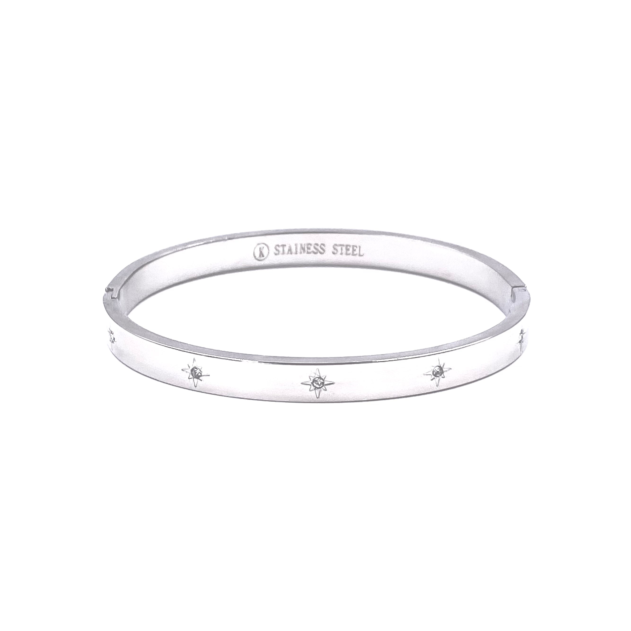 Ashley Gold Stainless Steel Mini Starburst Design Bangle Bracelet for Women - Elegant Stackable Jewelry for Everyday Wear, Parties & Gifts