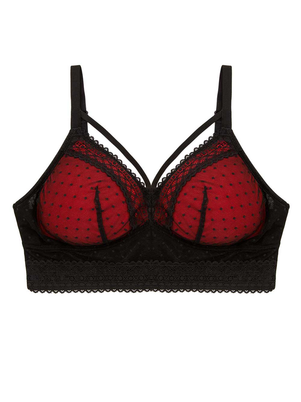 Parfait Mia Dot Wire-Free Padded Mesh Bralette - Comfortable Seamless Underwire Bra for Women, Black | Perfect for Yoga, Lounge & Everyday Wear