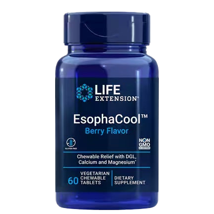EsophaCool Berry Flavor 60 Vegetarian Chewable Tablets - Soothes Heartburn & Acid Reflux for Active Lifestyles