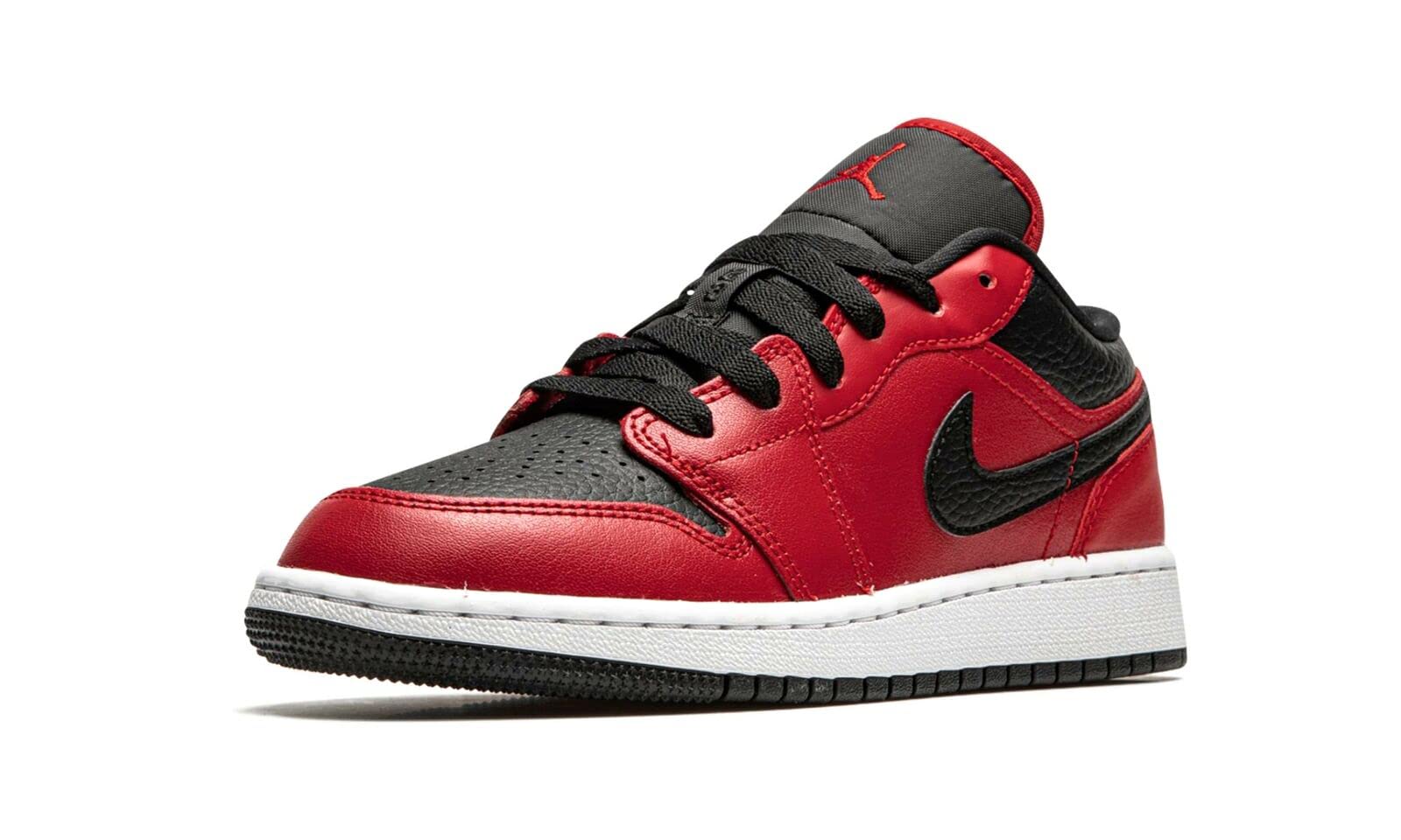 Jordan Youth Air 1 Low 553560-605 Black Pebbled Leather Sneakers - Size 5Y for Boys - Comfortable Basketball Shoes for School & Sports Activities