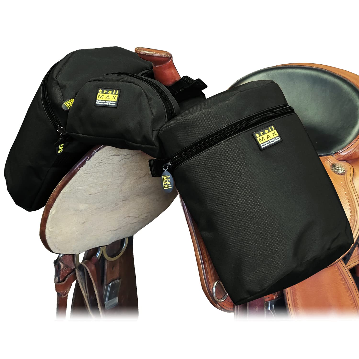 **TrailMax Horn Saddle Bag & Pommel Pocket Saddle Bag Combo – Durable Western & Endurance Horse Riding Accessories for Trail Rides, Camping & Equestrian Adventures**