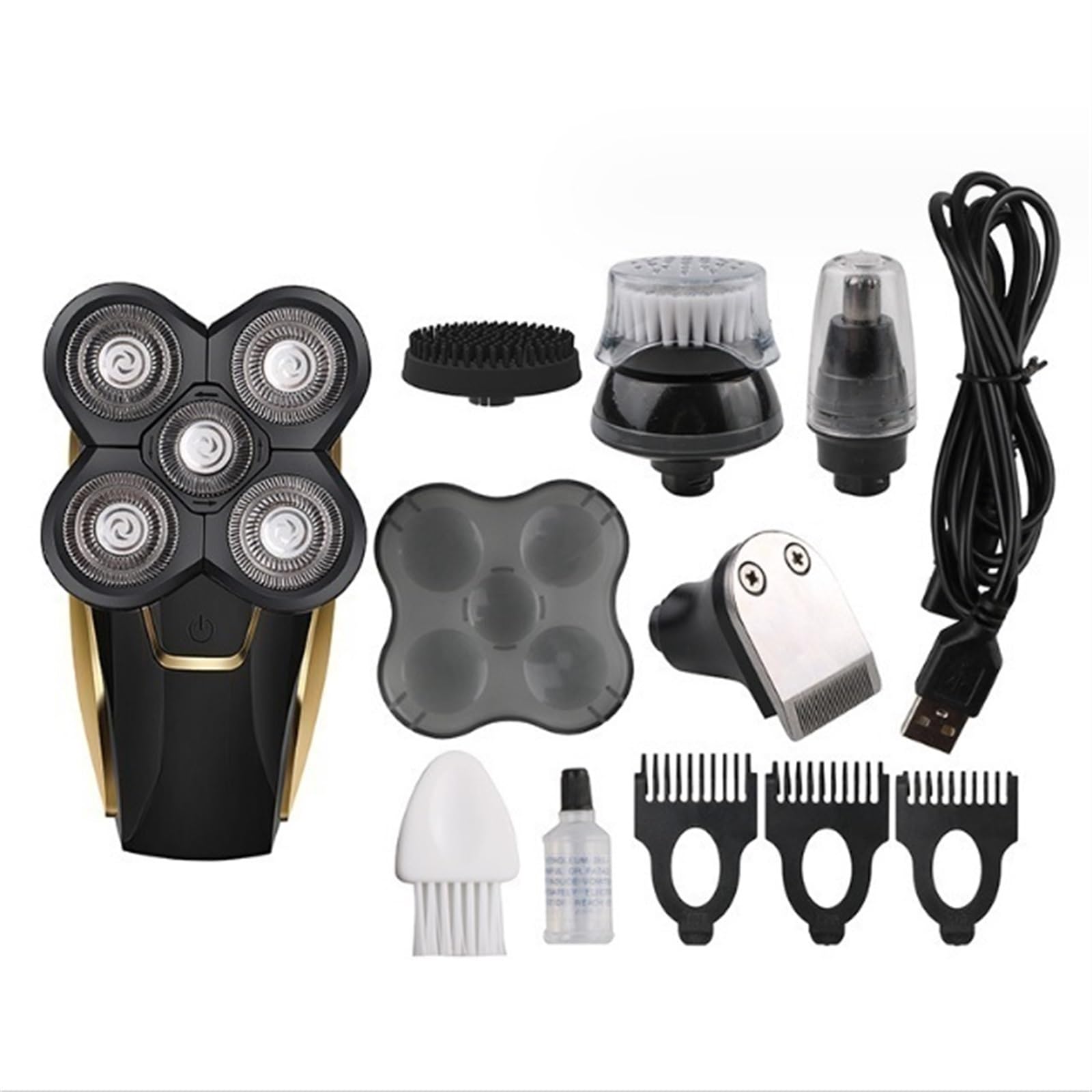 5-in-1 Electric Head Shaver for Bald Men - 5D Floating Blade Waterproof Beard Trimmer with USB Cordless Charging | Perfect for Travel, Gym & Daily Shaving Routine