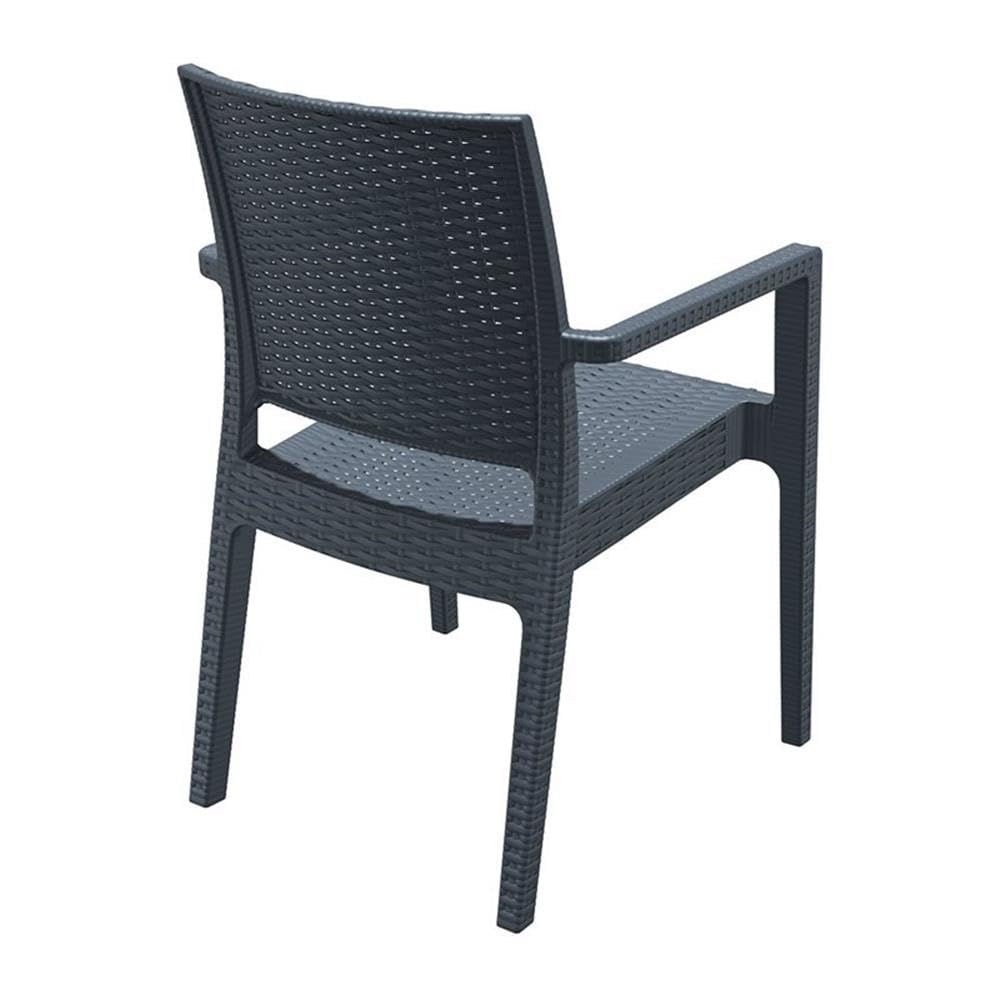 Dark Gray Compamia Ibiza Patio Dining Arm Chairs (Set of 2) - Outdoor Furniture for Garden, Poolside, and Backyard Relaxation