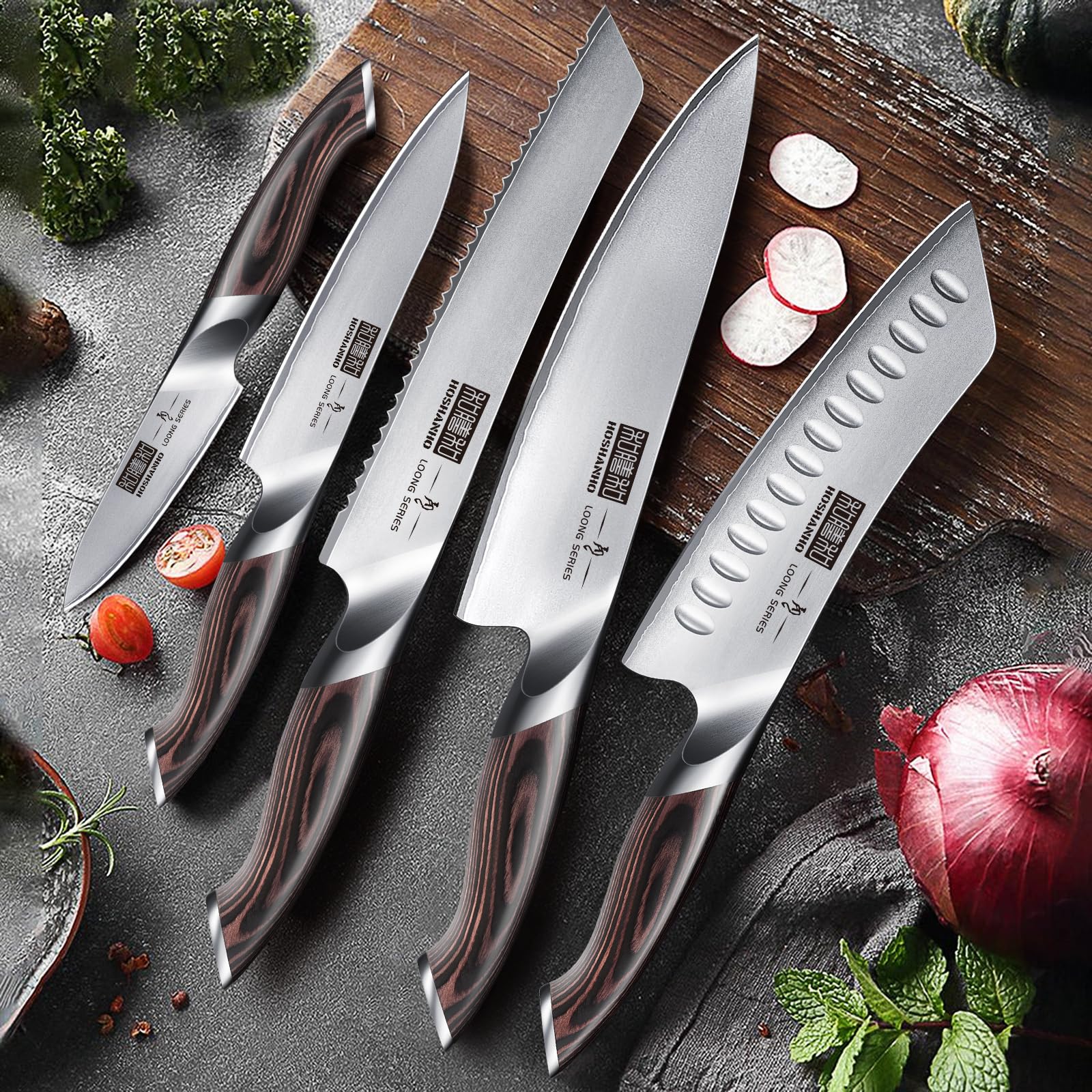 6-Piece Japanese High Carbon Stainless Steel Knife Set with Magnetic Holder - Ultra Sharp Professional Chef Knives for Slicing, Dicing & Food Prep - Perfect for Home Kitchens & Culinary Enthusiasts