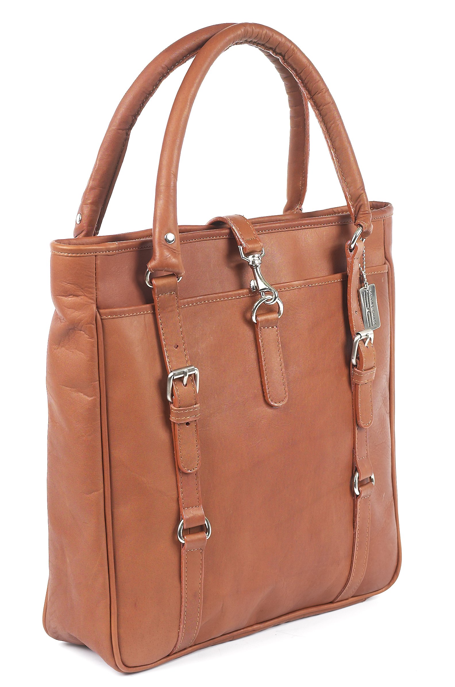 Claire Chase Genuine Leather Shoulder Tote Bag - Saddle Brown Crossbody Purse for Women | Perfect for Work, Travel & Everyday Use