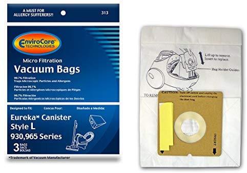 Eureka EVC313 Replacement Style L Micro Filtration Bags - 3 Pack for Vacuum Cleaners | Perfect for Pet Hair, Dust & Allergen Removal in Home Cleaning