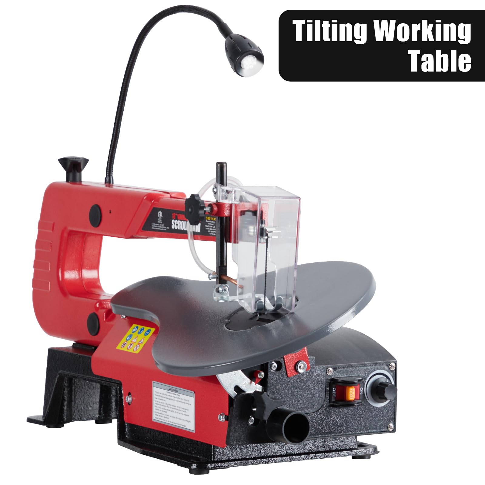 16-Inch Variable Speed Scroll Saw with Oversized Adjustable Tilt Work Table & LED Work Light - Perfect for Precision Woodworking, DIY Crafts, and Home Improvement Projects - Ideal for Cutting Wood, Metal, and Plastic Materials