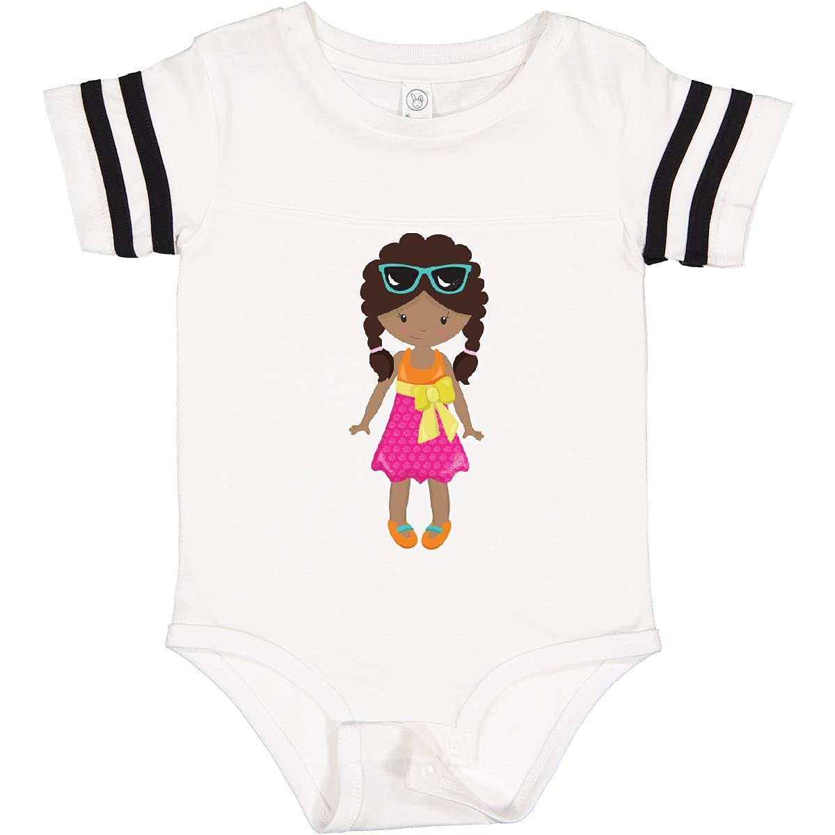Inktastic African American Girl Fashion Baby Bodysuit with Pink Skirt - Cute Outfit for Infants, Toddler Girls, Birthday & Holiday Gifts, Photo Shoots, Family Events