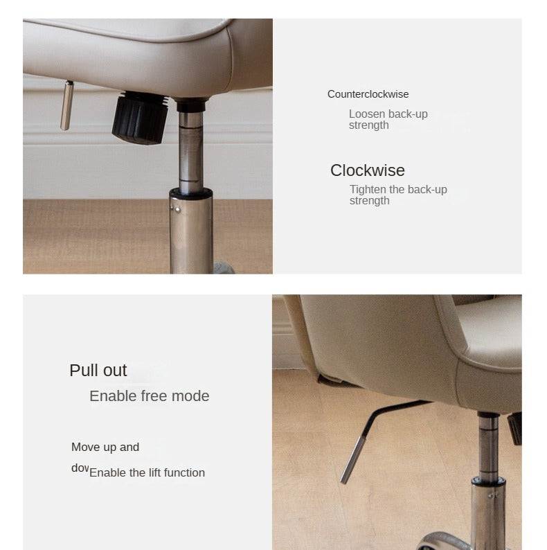 Premium Organic Leather Ergonomic Office Chair - Adjustable Height & Lumbar Support for Home & Workspace Comfort