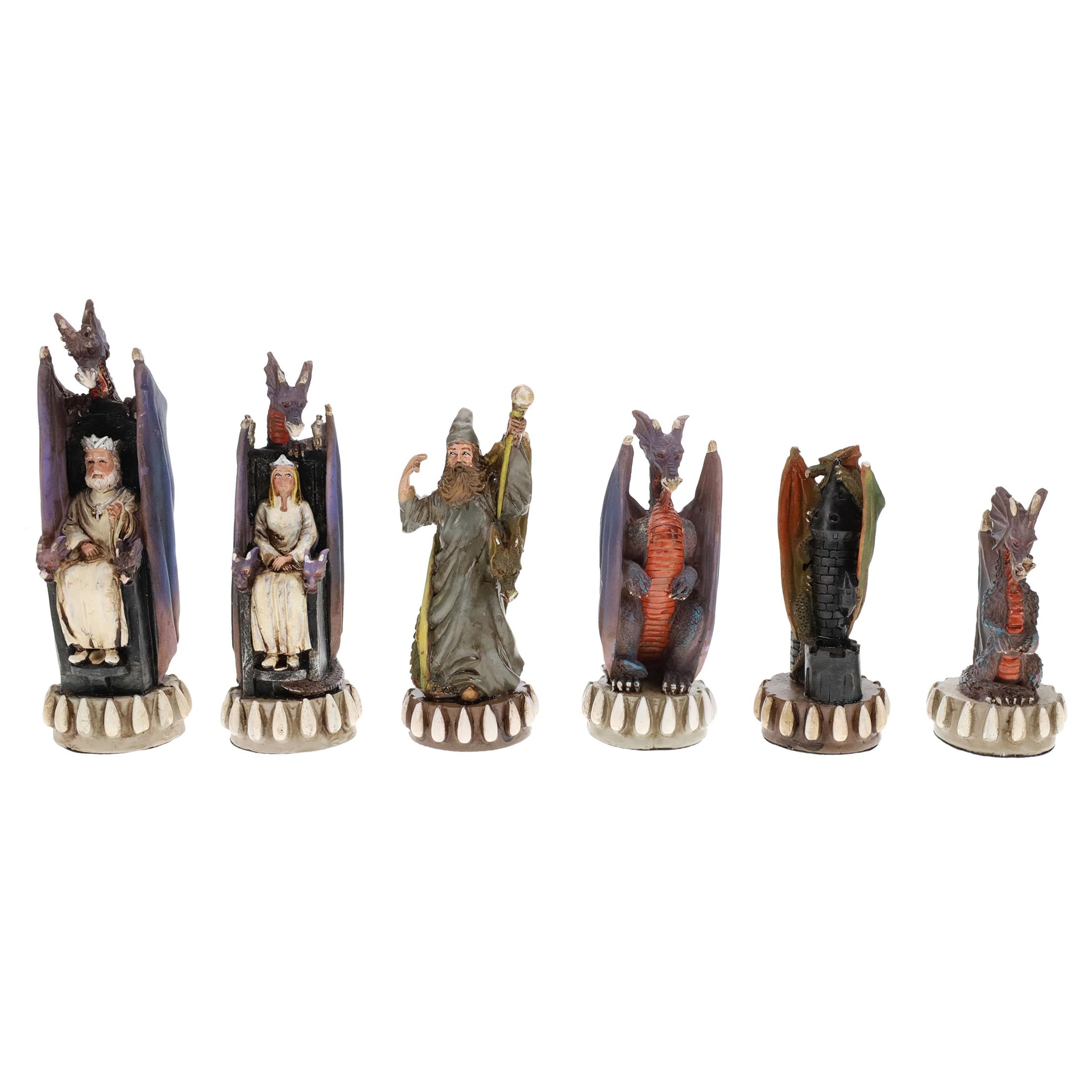 WE Games Dragon Figures Chess Set - Hand Painted Polystone Chess Pieces Only - Luxury Fantasy Chess Game for Adults - Perfect for D&D, Game Nights & Collector's Display