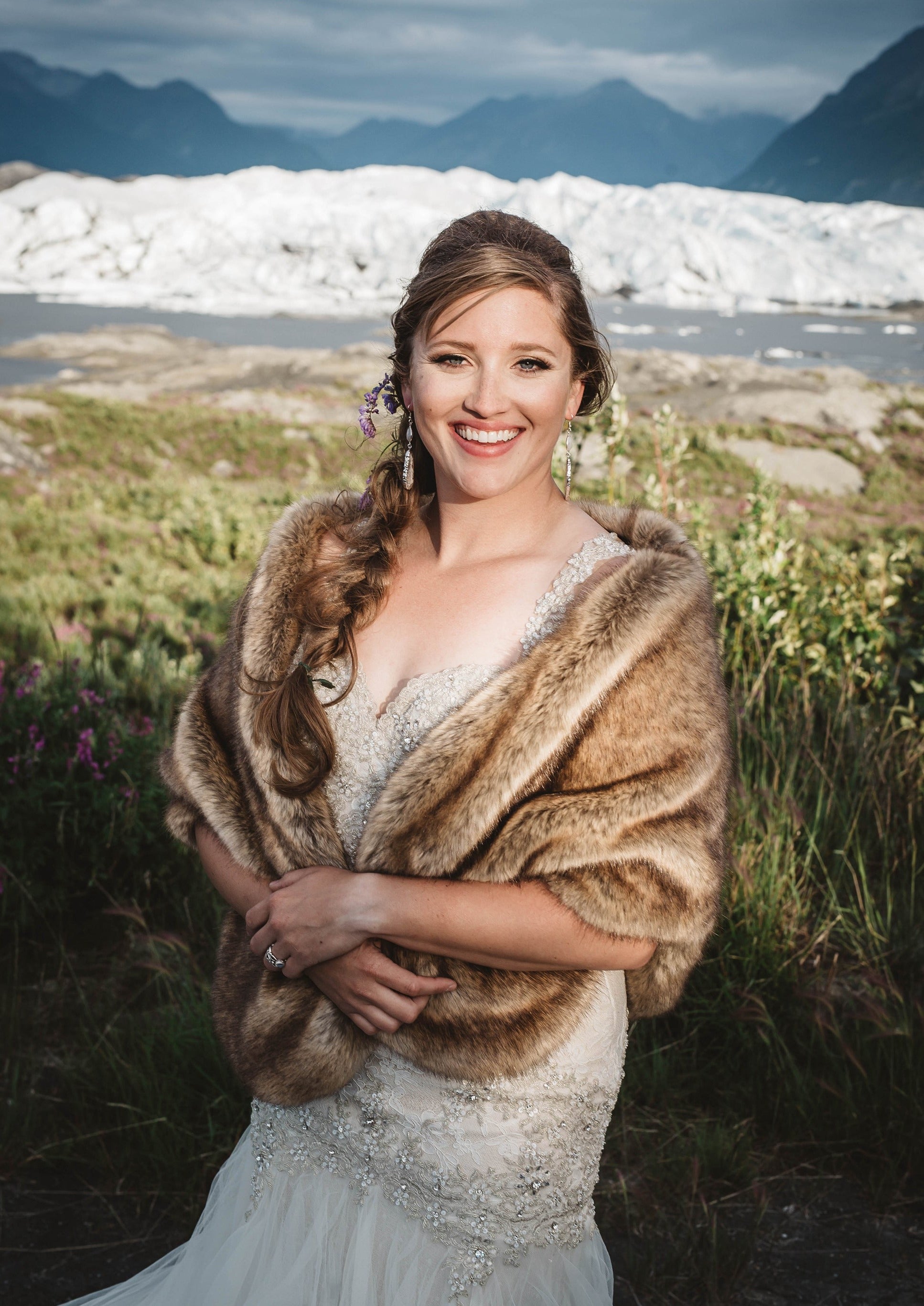 Brown Faux Fur Shawl Wrap - Soft Winter Scarf for Women - Elegant Butterfly Brw04 Design - Perfect for Parties, Weddings & Cold Weather Fashion