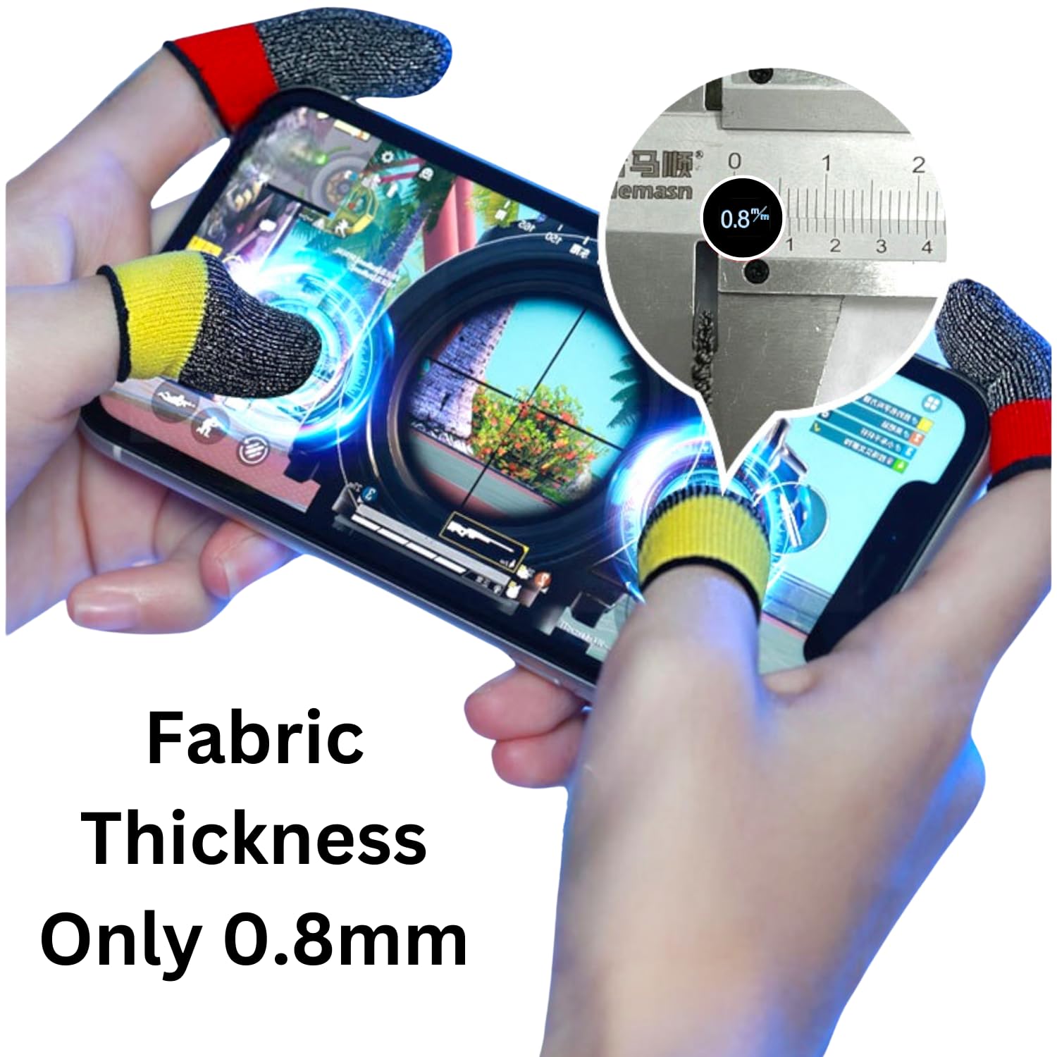 (16 Pack) Premium Gaming Finger Sleeves for CODM & Mobile Gaming - Silver Fiber Conductive Thumb Covers for Enhanced Sensitivity & Control - Black & White - Perfect for Pro Gamers & Controller Users