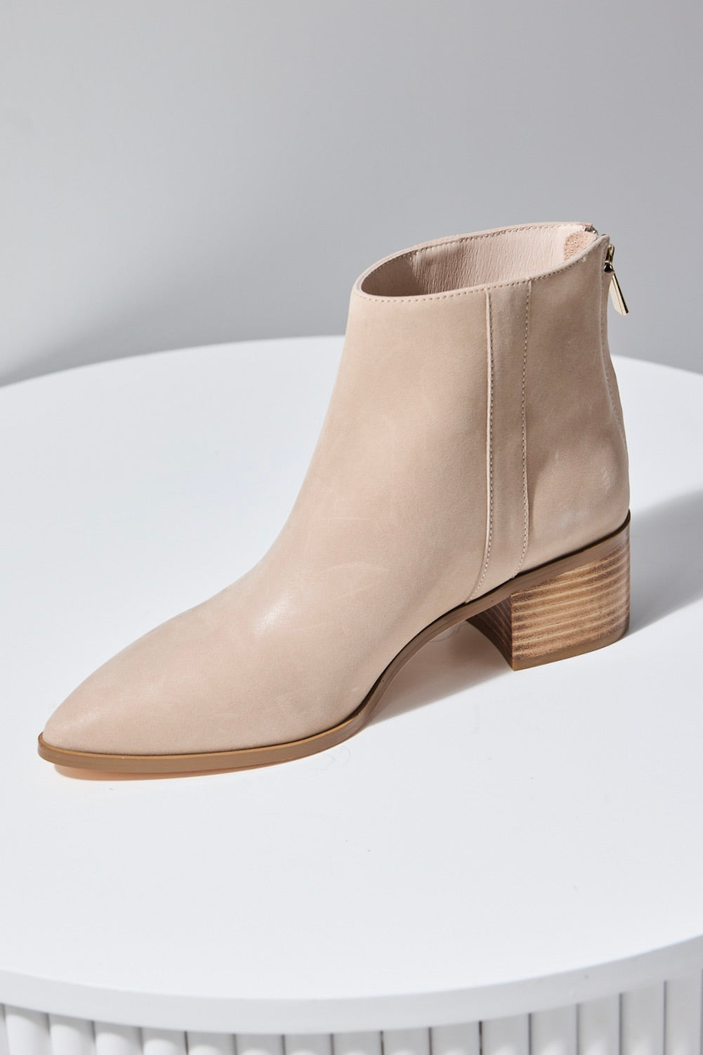 Edith Women's Mushroom Burnished Leather Low Boots - Stylish Ankle Booties for Fall & Winter Fashion, Casual Outings & Office Wear