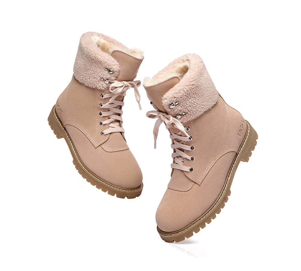 Australian Shepherd® Women's UGG Boots - Genuine Sheepskin Wool Lace-Up Winter Boots with Chunky Sole | Cozy & Warm for Indoor/Outdoor Wear, Perfect for Snow Days & Casual Fashion