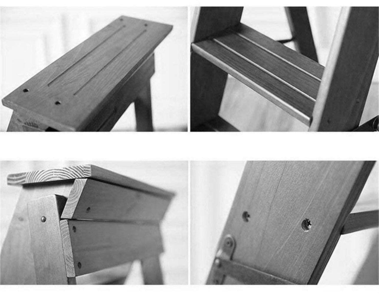 Foldable Wooden Step Stool with 5 Steps - Multifunctional Ladder Stool for Home, Kitchen, Bathroom & Indoor Use - Non-Slip Safety Climbing Stool for Kids and Adults