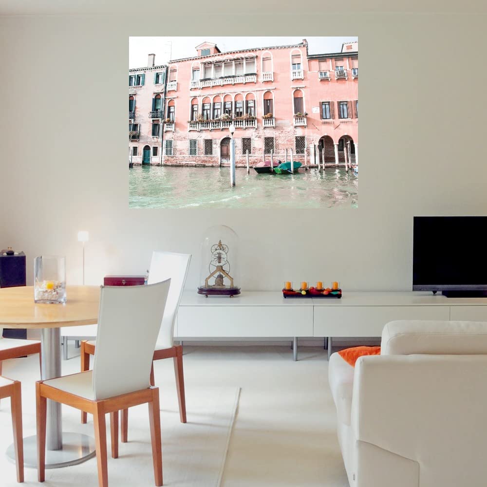 Premium Fine Art Canvas Print - Stunning Canal Building Wall Decor by Artist Nan - Ready to Hang 46