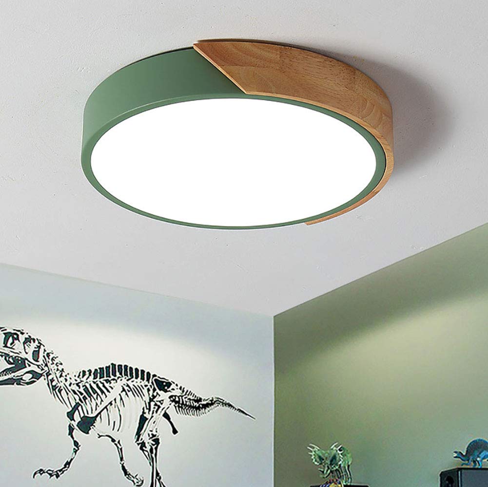 Modern Round Bedroom Lamps - Nordic Green LED Nightstand Lights, Ultra-Thin Ceiling Fixtures for Living Room & Bedside - Energy Efficient Lighting for Cozy Home Decor