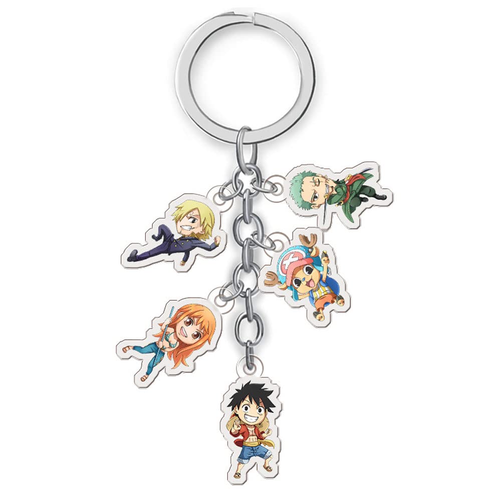 One Piece Roronoa Zoro and Luffy Keychains, Double-Sided Acrylic Anime Figures, Ideal for Fans and Collectors