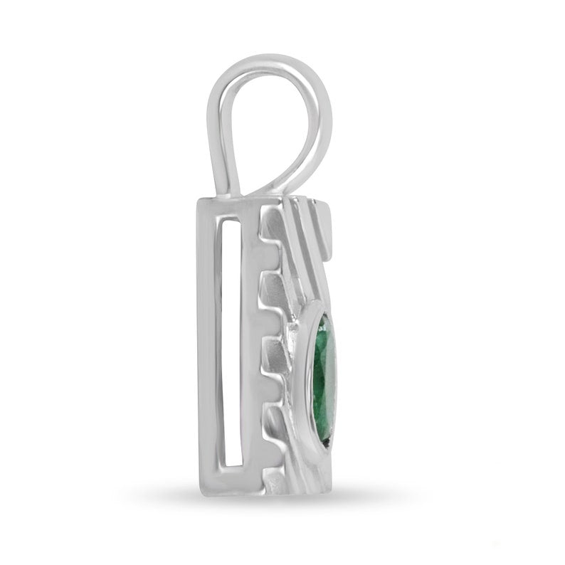 0.50ct Natural Oval Cut Emerald Solitaire Pendant Necklace - 925 Sterling Silver Bezel Set for Men & Women | Perfect for Weddings, Anniversaries & Everyday Elegance