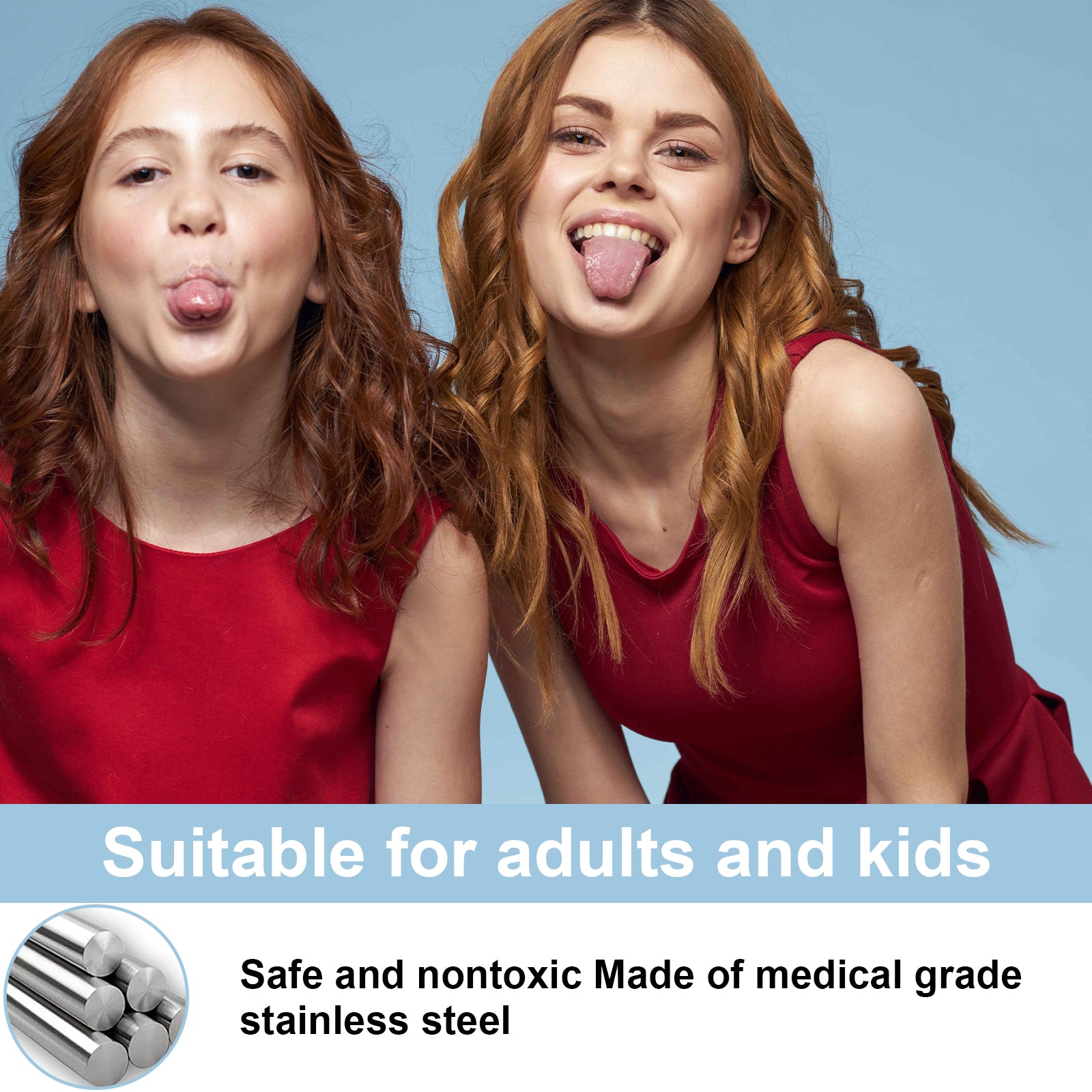 Mitimi Stainless Steel Tongue Scraper (2 Pack) - 100% Surgical Grade Tongue Cleaner for Adults & Kids - Freshens Breath & Improves Oral Hygiene for Daily Use at Home or Travel